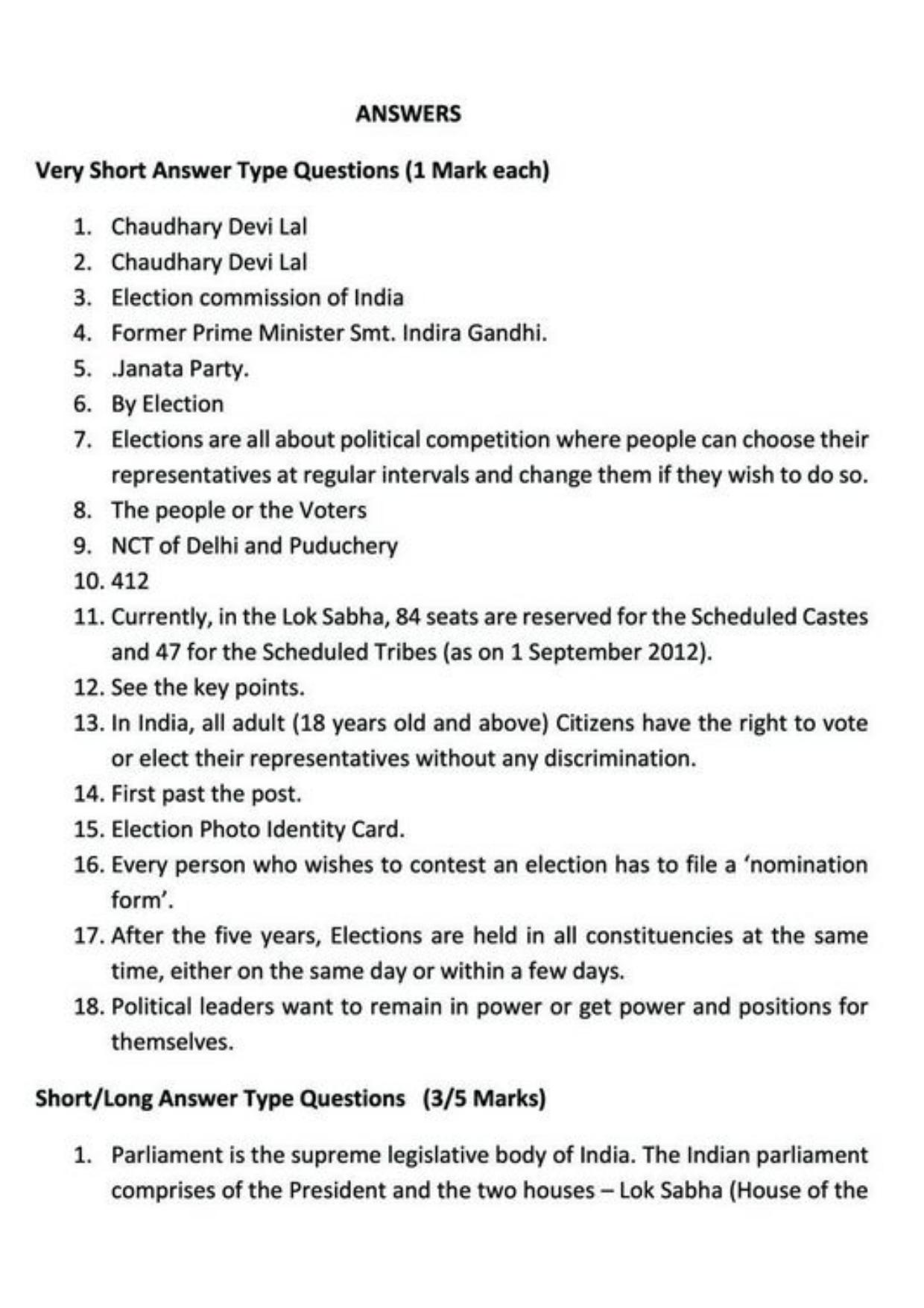 Class 9 Notes, Question & Practice Paper - Political Science (Topic 3 : Electoral Politics) - Page 7