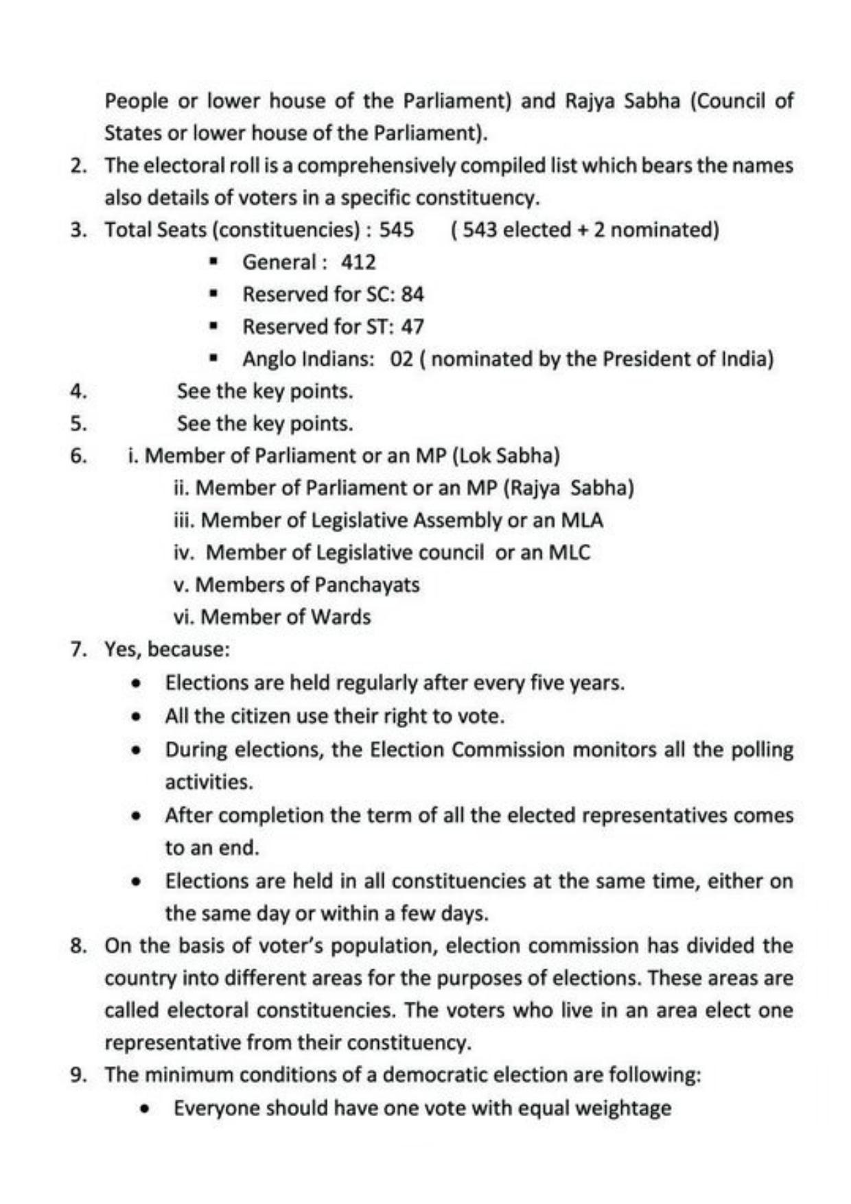 Class 9 Notes, Question & Practice Paper - Political Science (Topic 3 : Electoral Politics) - Page 8