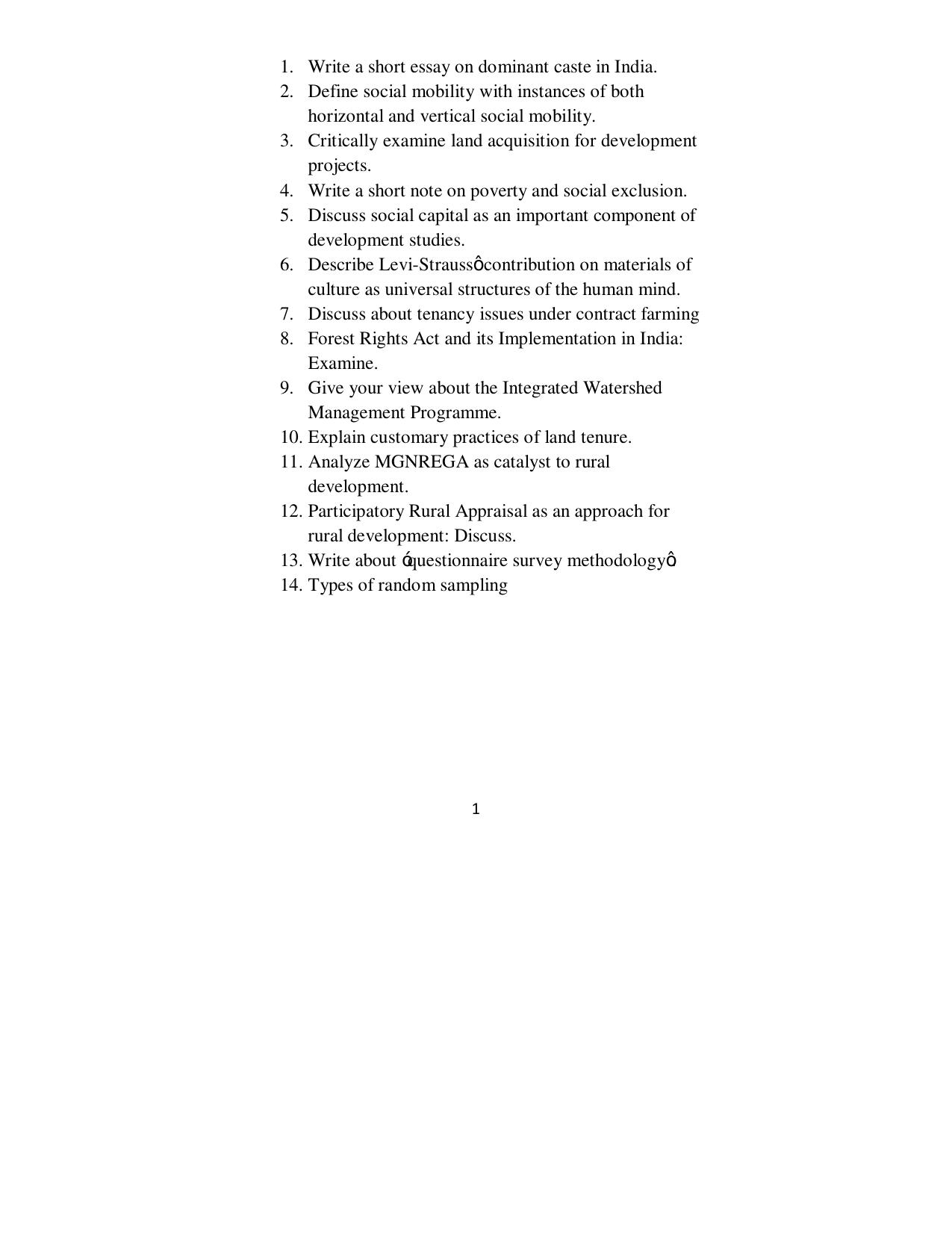 ISI Admission Test JRF in Sociology/Social anthropology SOB 2015 Sample Paper - Page 2