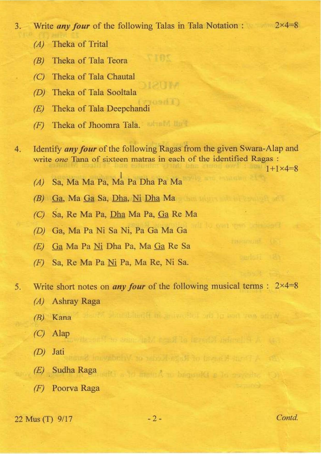 COHSEM Class 12 Music 2017 Question Papers - Page 2