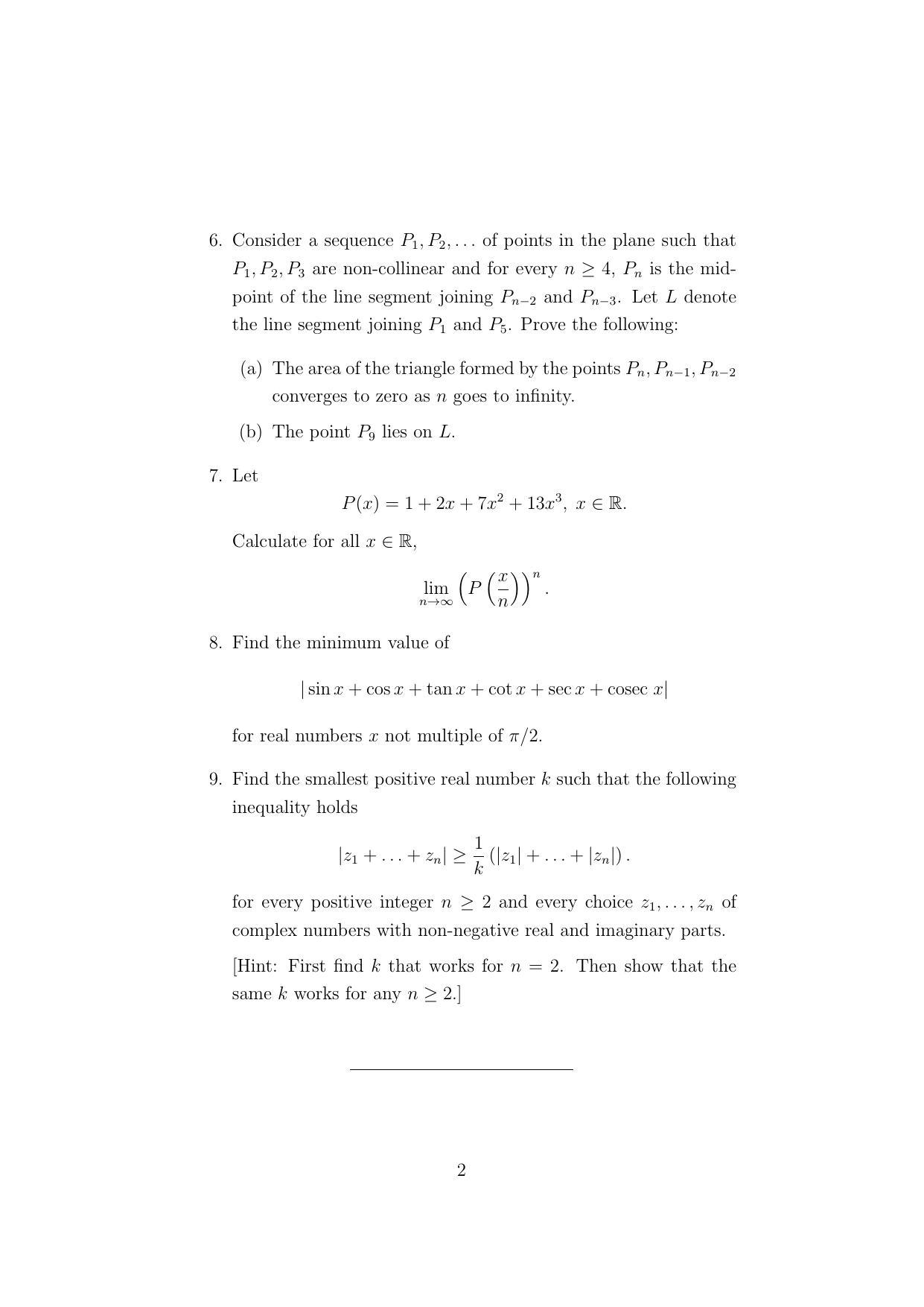 ISI Admission Test B. Math UGB 2022 Sample Paper - Page 2