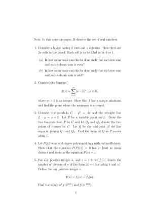 ISI Admission Test B. Math UGB 2022 Sample Paper