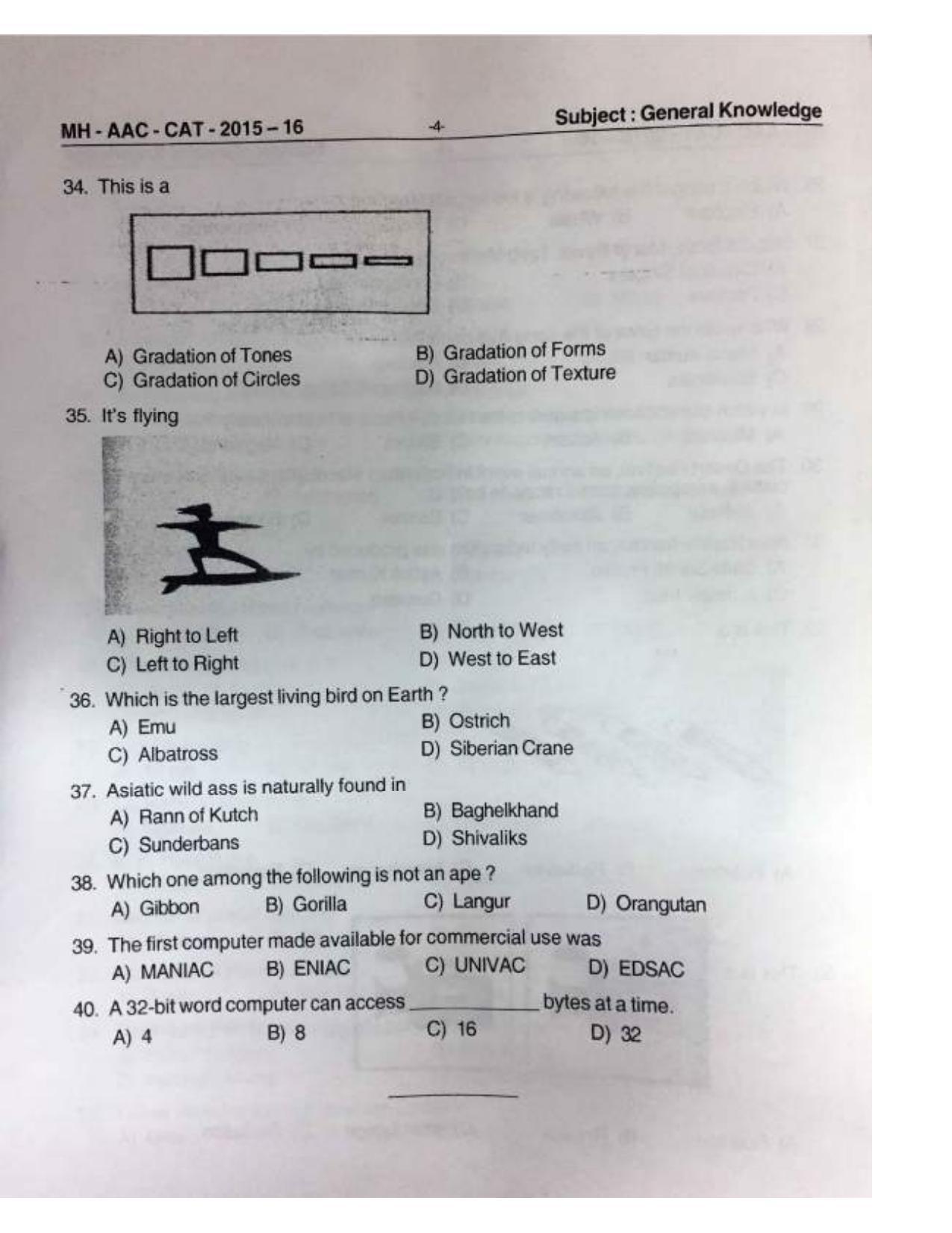MH AAC CET 2010,2011, 2012, 2013, 2014, 2015, 2016, 2017 Question Paper - Page 34