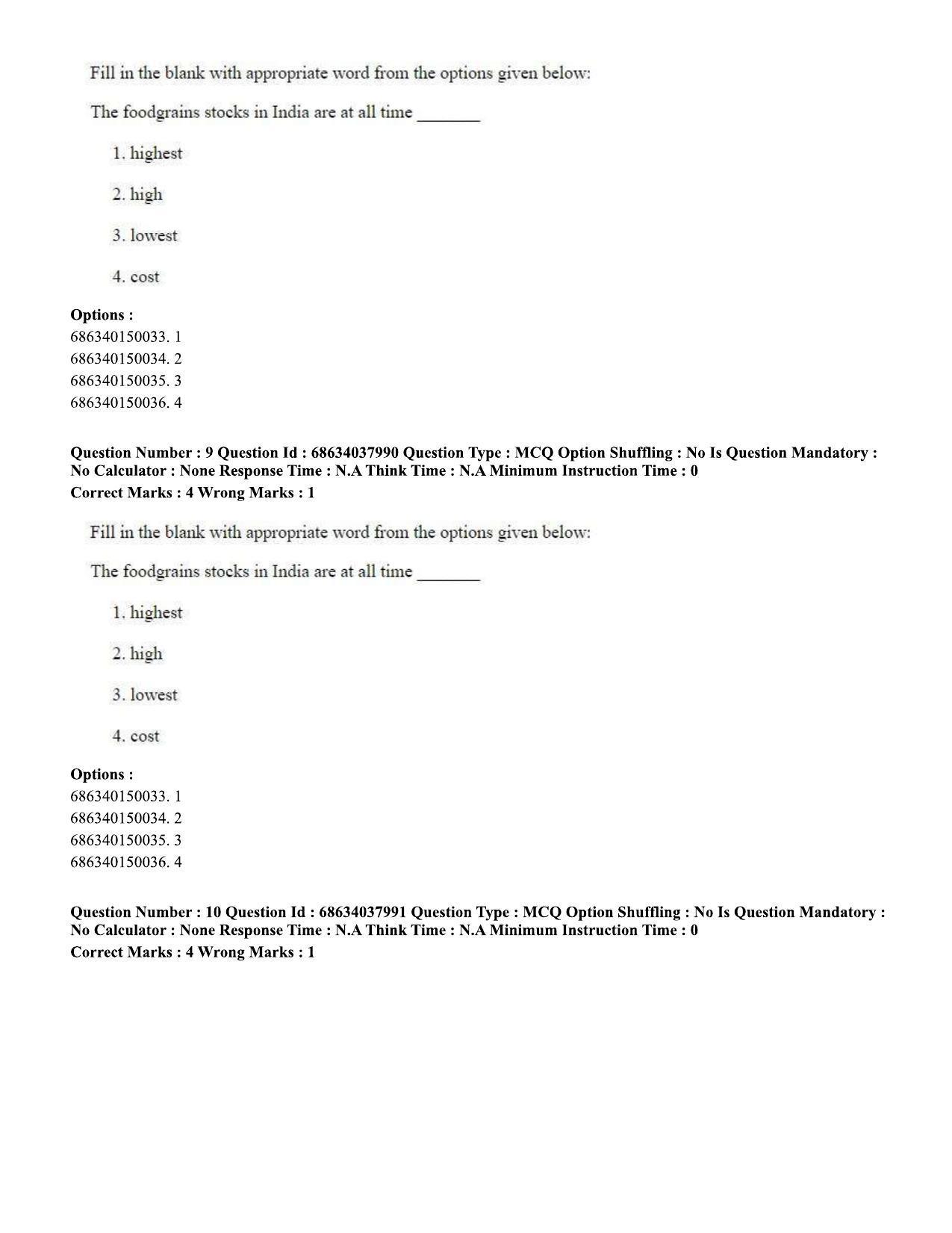 CUET PG 2023: SCQP06 – Bioinformatics (Eng) - Shift 2 (25-06-2023) Question Paper - Page 10