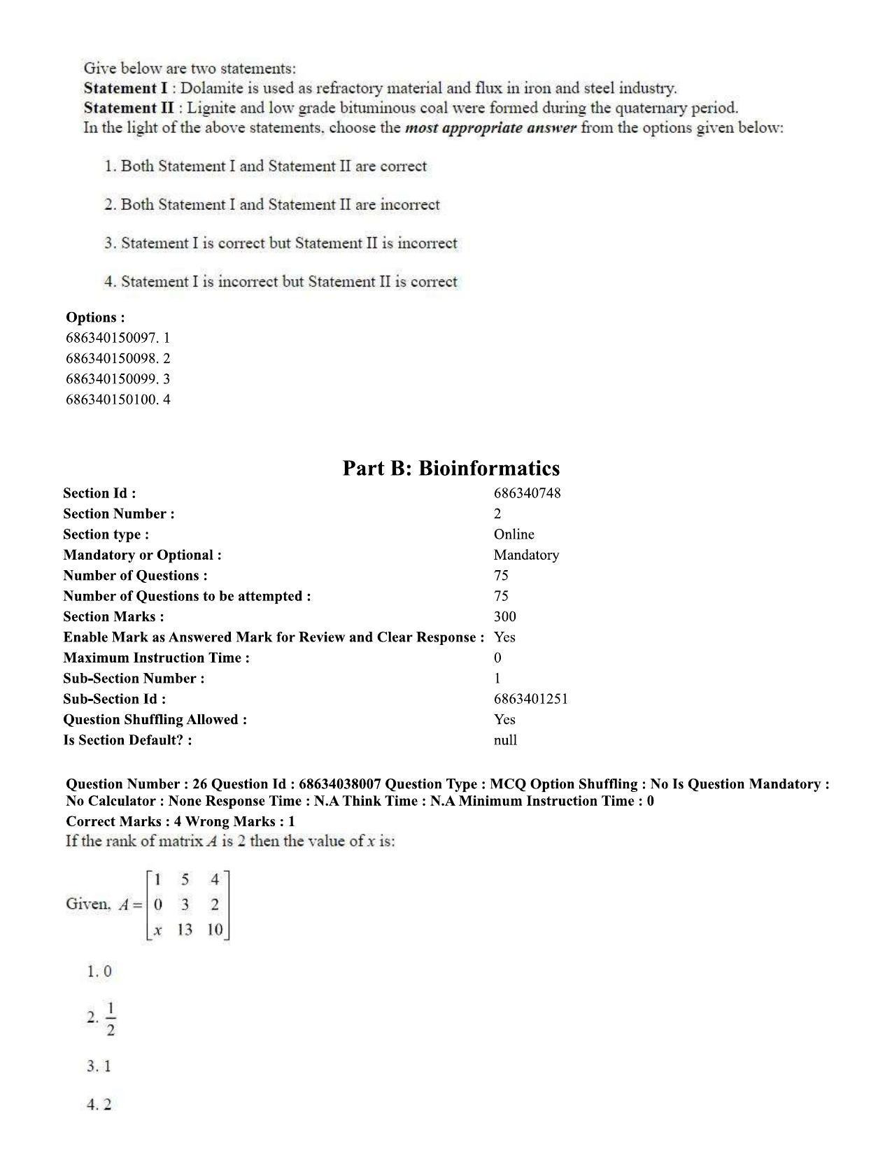 CUET PG 2023: SCQP06 – Bioinformatics (Eng) - Shift 2 (25-06-2023) Question Paper - Page 27