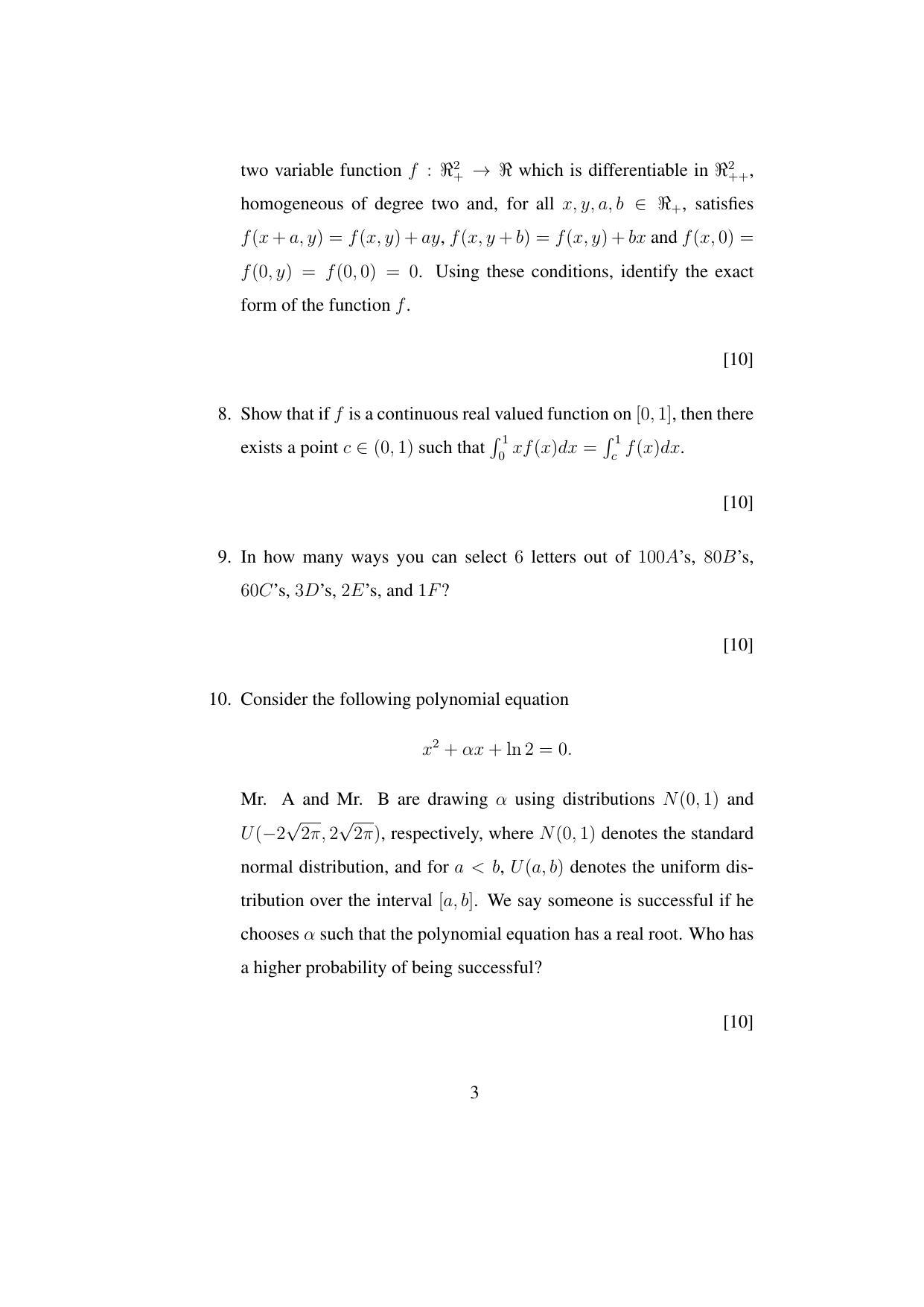 ISI Admission Test JRF in Quantitative Economics QEA 2017 Sample Paper - Page 3