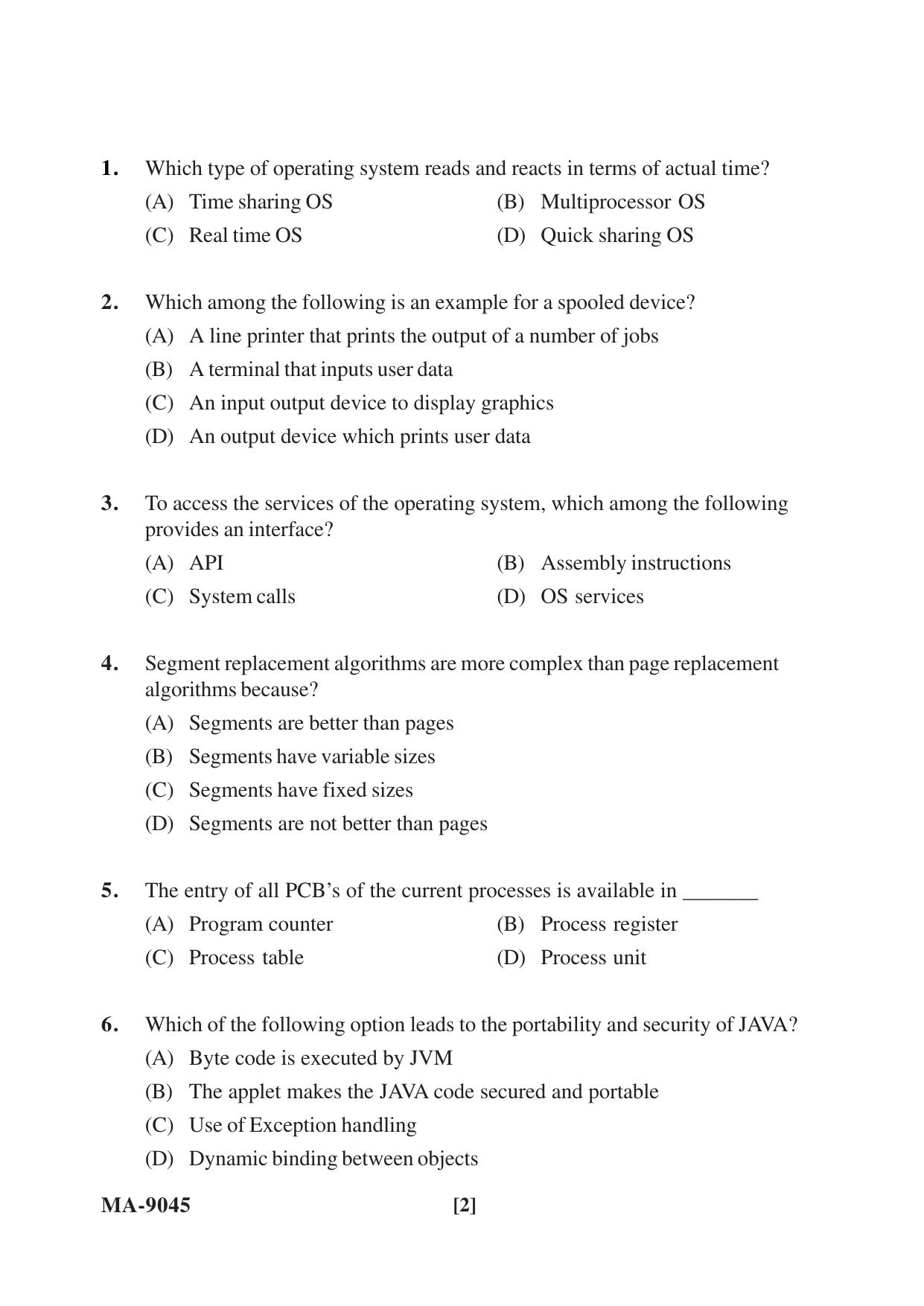 Mysore University PG Entrance Exam 2022: M.Sc Computer Science Question Paper - Page 2