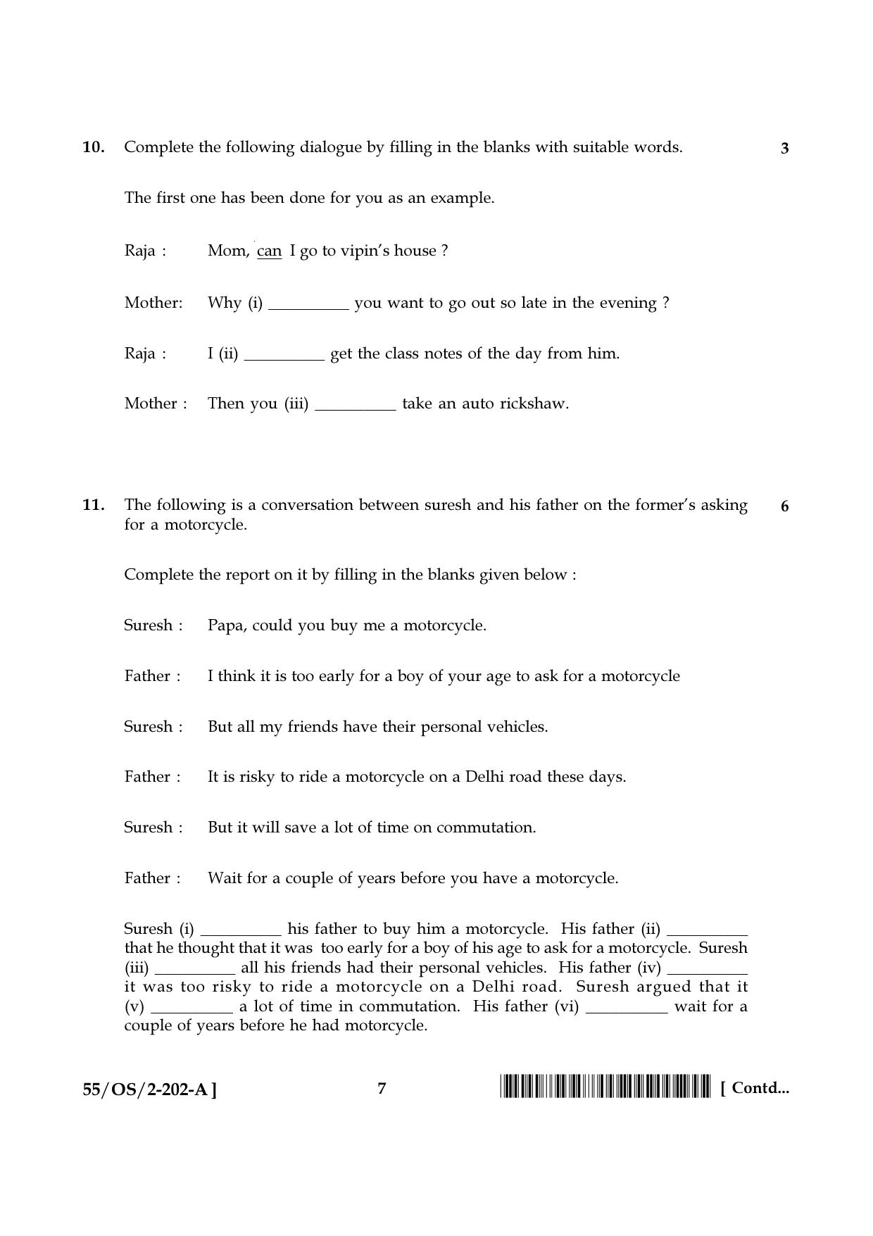 NIOS October 2017 Class 10 English Question Paper - Page 7