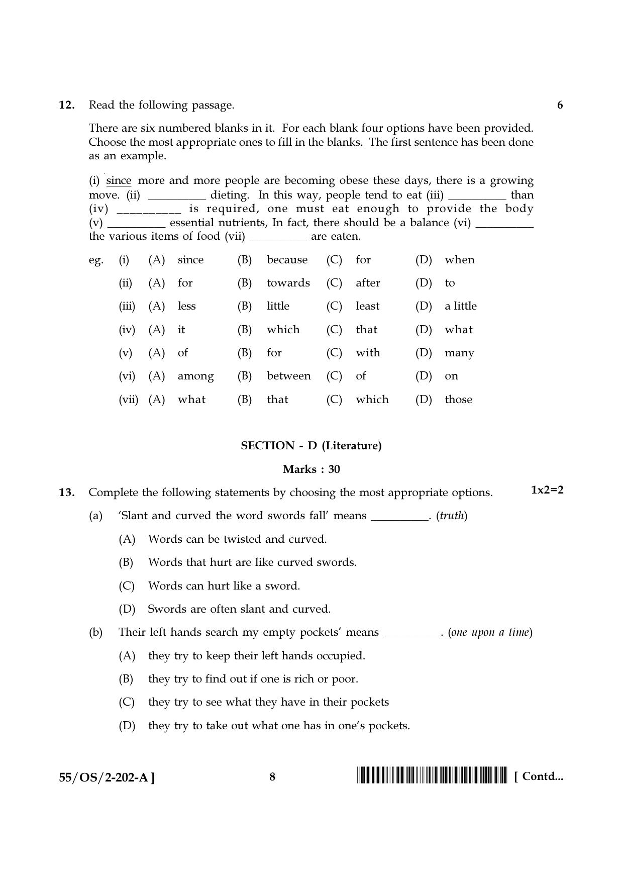 NIOS October 2017 Class 10 English Question Paper - Page 8