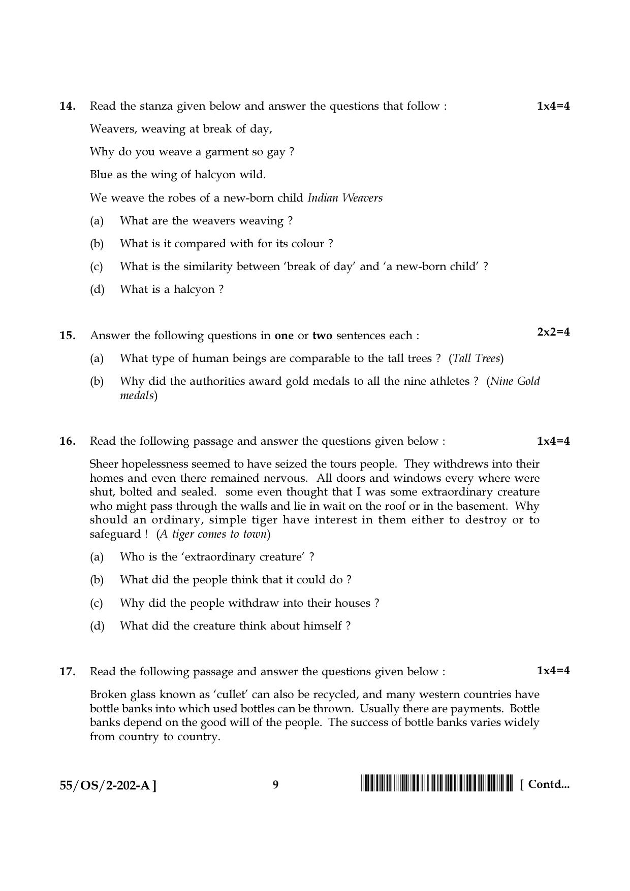 NIOS October 2017 Class 10 English Question Paper - Page 9