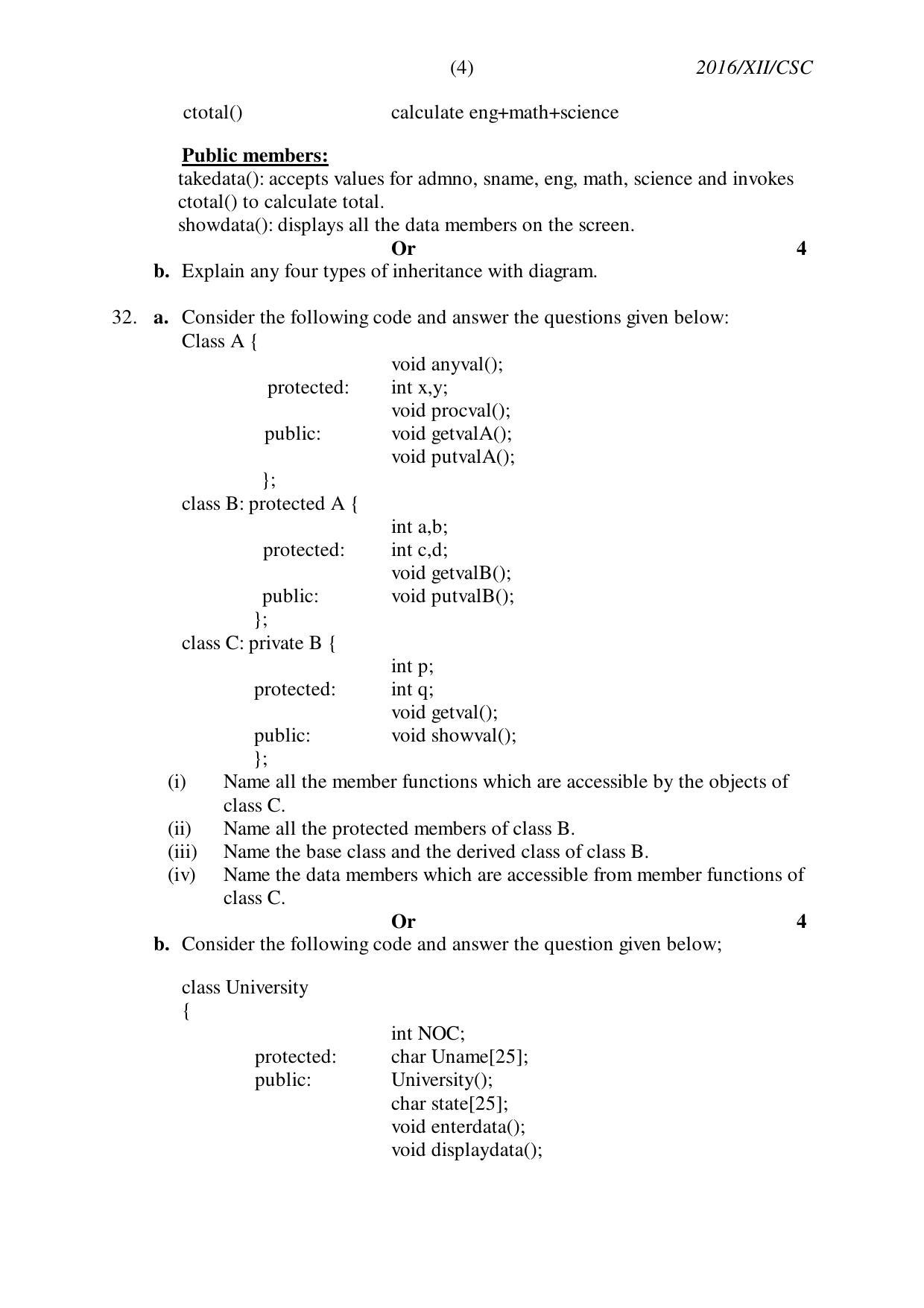 Nagaland Board Class 12 COMPUTER SCIENCE 2016 Question Papers - Page 4