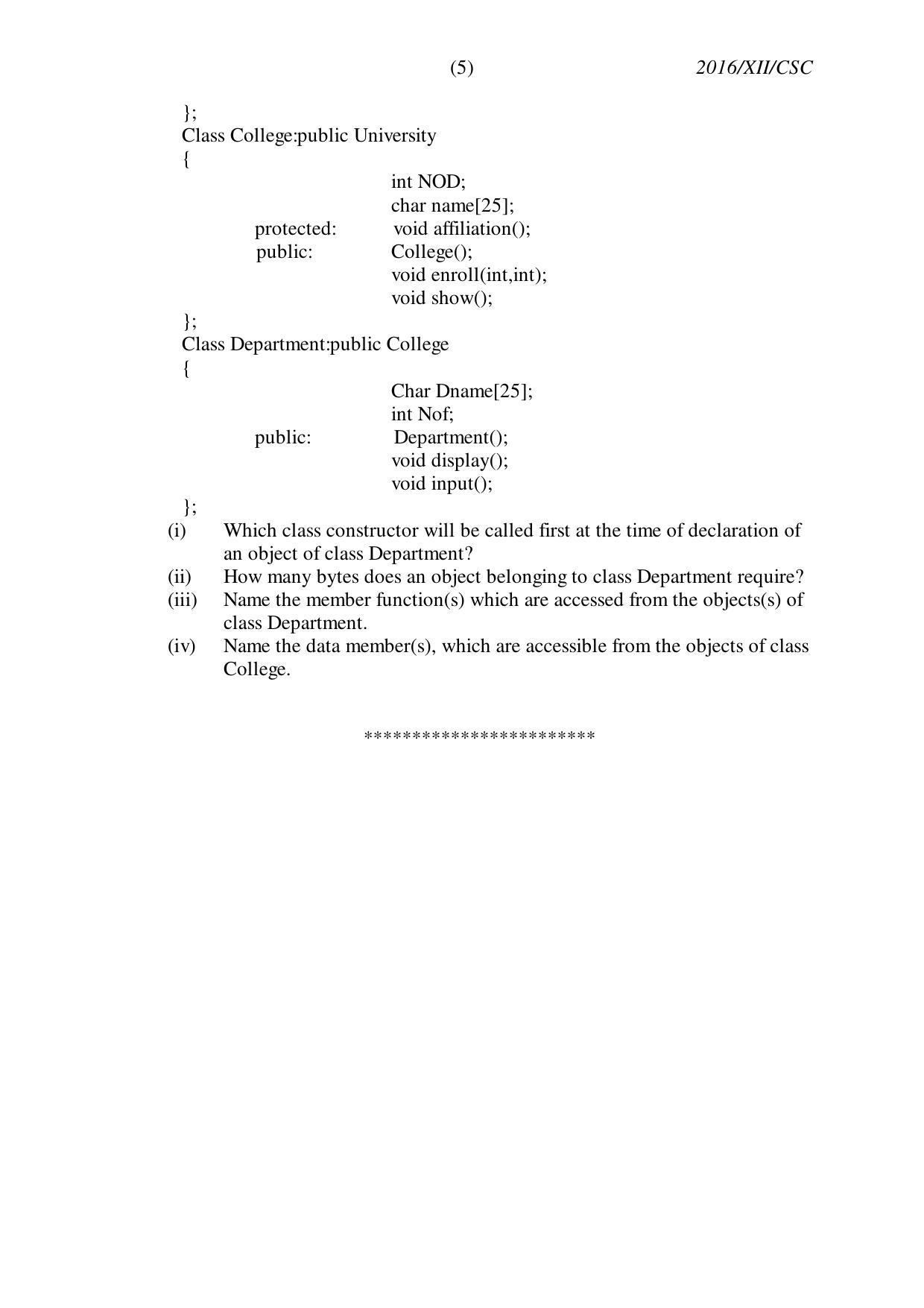 Nagaland Board Class 12 COMPUTER SCIENCE 2016 Question Papers - Page 5