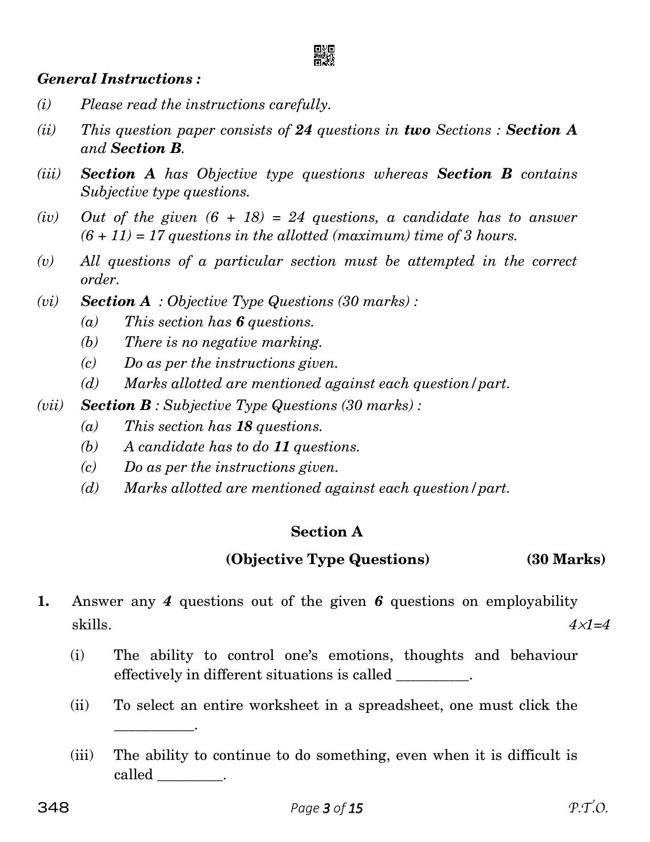 CBSE Class 12 348_Office Procedures And Practices 2023 Question Paper - Page 3