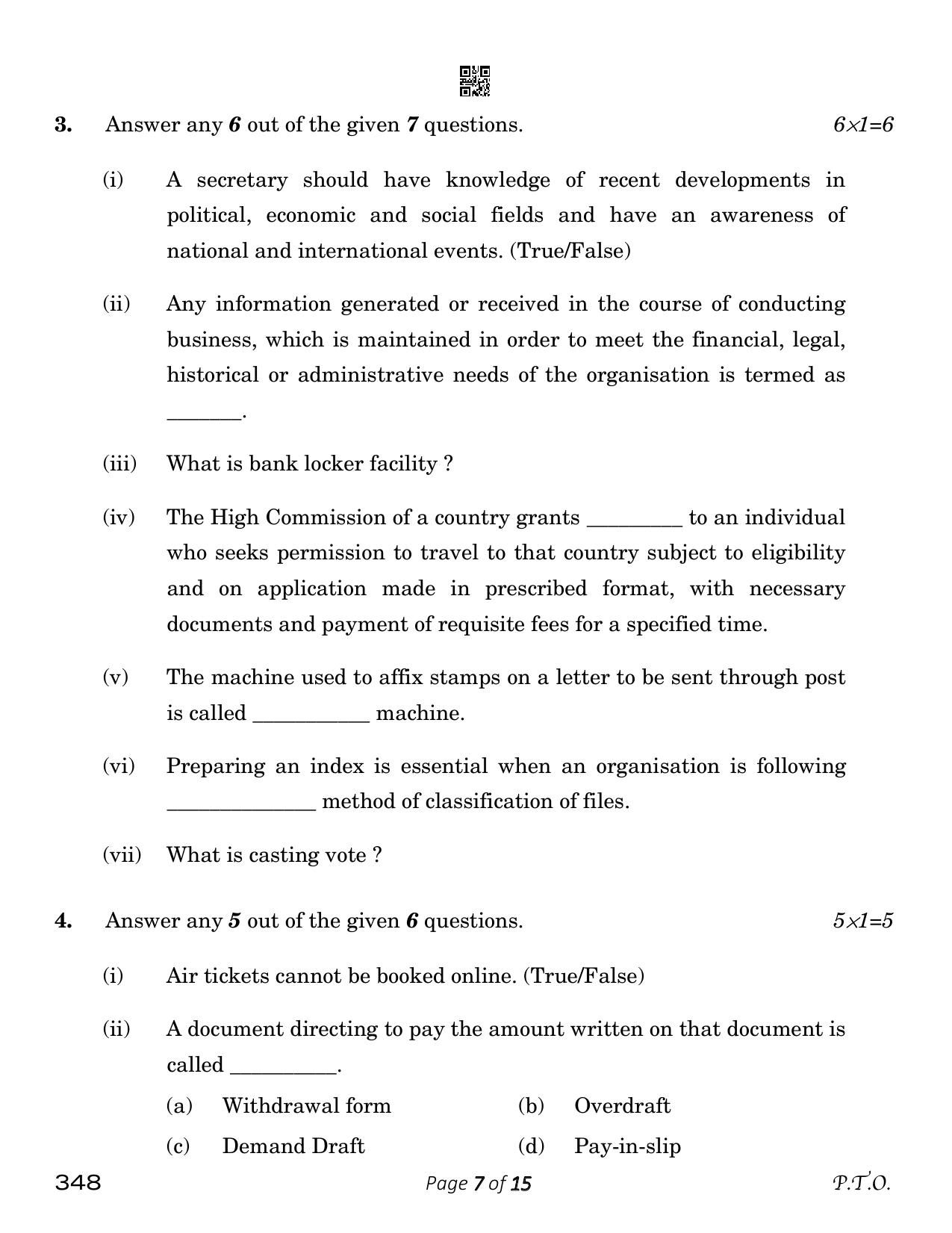 CBSE Class 12 348_Office Procedures And Practices 2023 Question Paper - Page 7