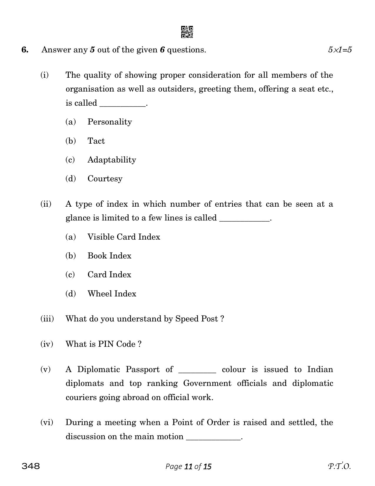 CBSE Class 12 348_Office Procedures And Practices 2023 Question Paper - Page 11