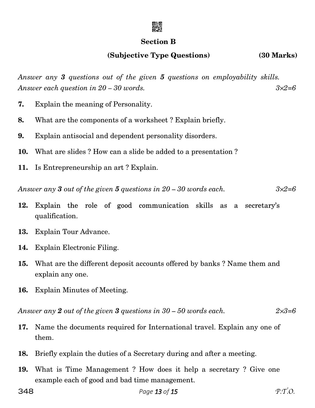 CBSE Class 12 348_Office Procedures And Practices 2023 Question Paper - Page 13