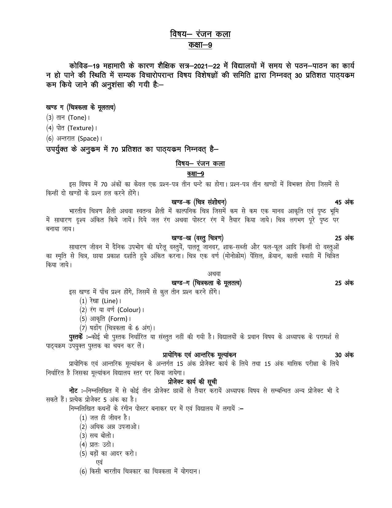 UP Board 9th Syllabus Painting - Page 1