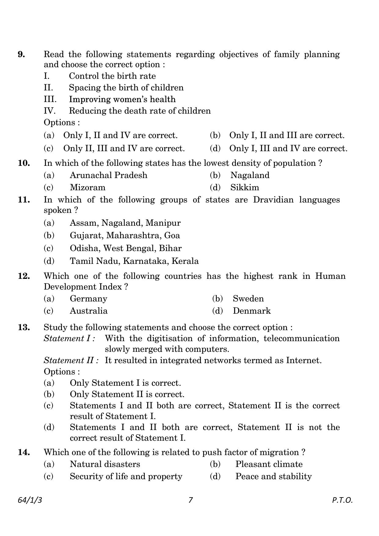 CBSE Class 12 64-1-3 Geography 2023 Question Paper - Page 7