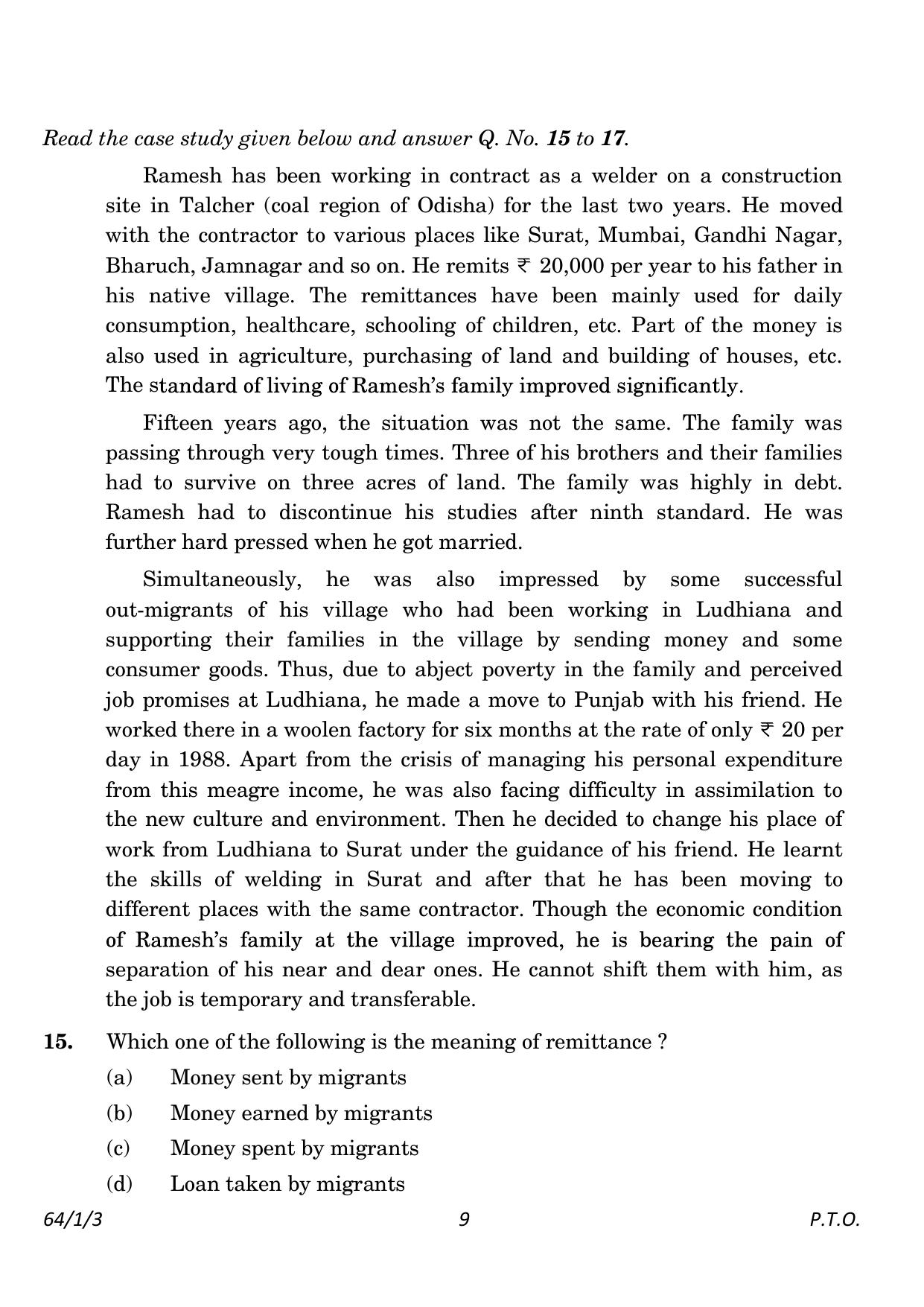 CBSE Class 12 64-1-3 Geography 2023 Question Paper - Page 9