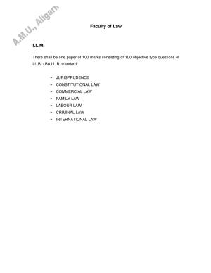 AMU Entrance Exam: LL.M. Syllabus