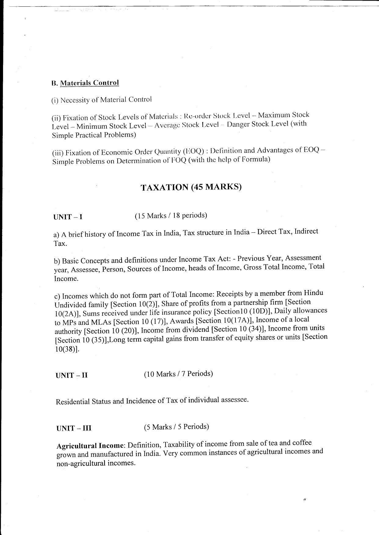 WBCHSE 2022 Syllabus for Costing & Taxation - Page 2