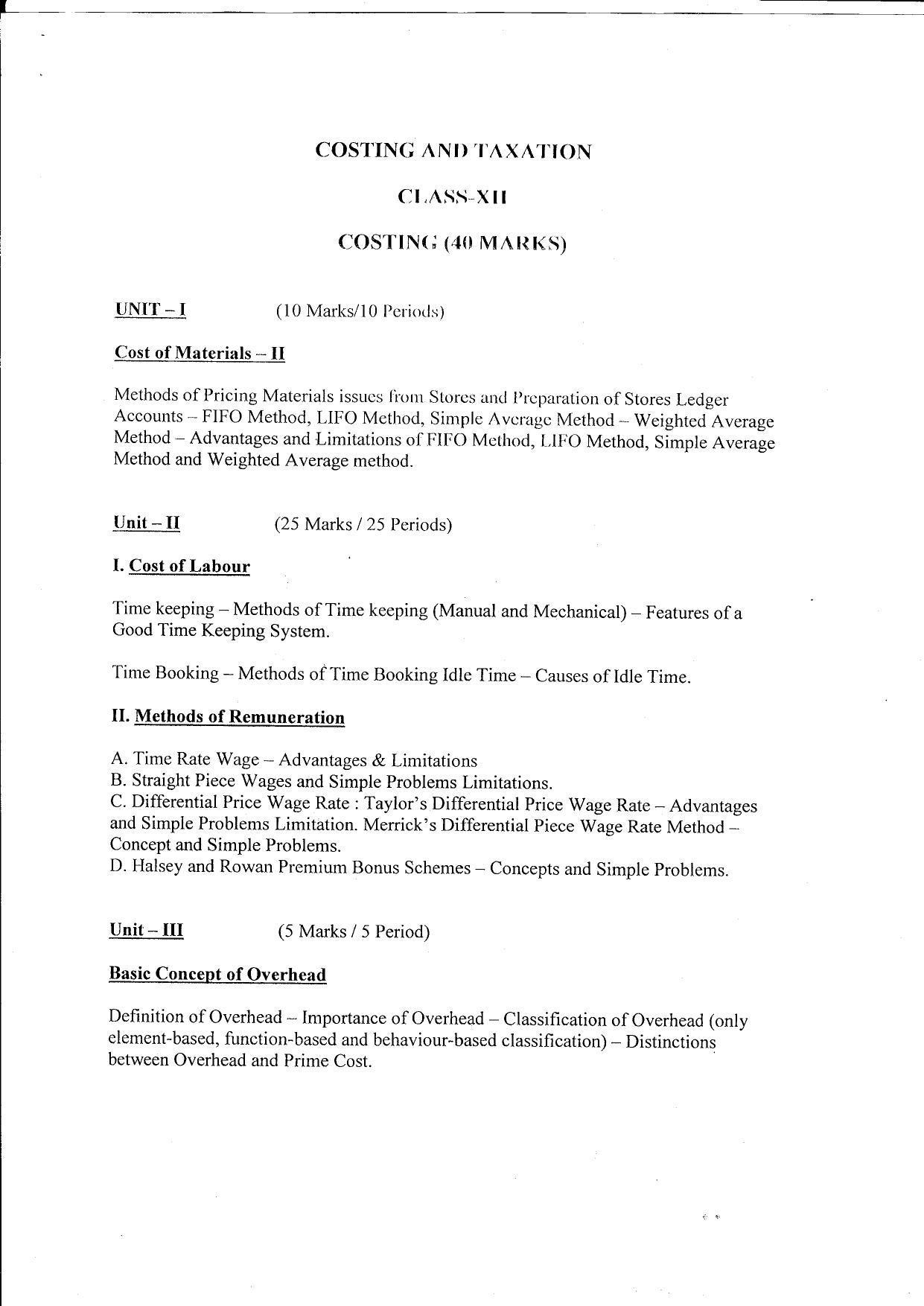 WBCHSE 2022 Syllabus for Costing & Taxation - Page 4
