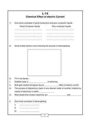 CBSE Worksheets for Class 8 Science Chemical Effect of Electric Current Part A Assignment