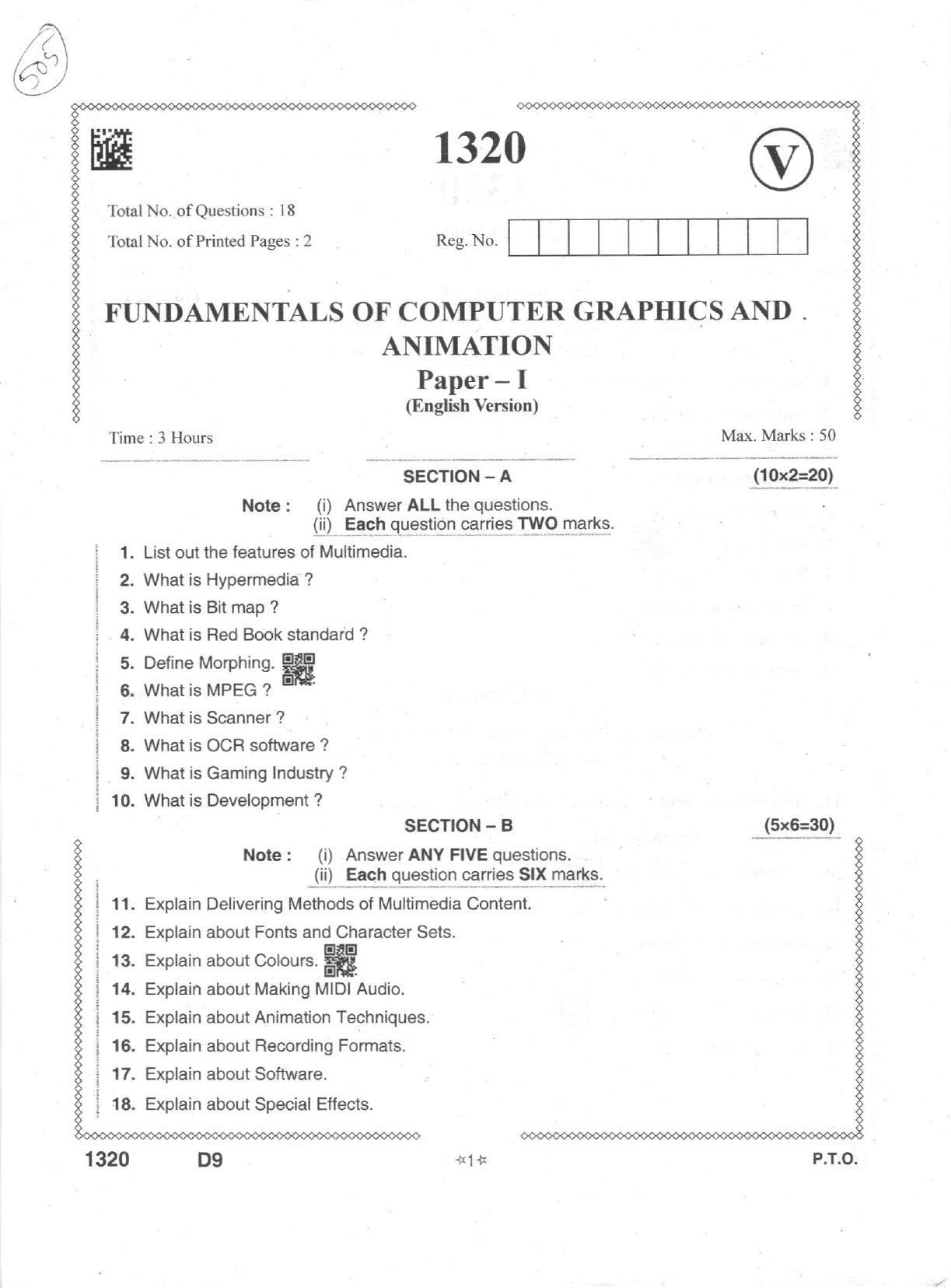 AP Intermediate 2nd Year Vocational Question Paper September-2021- Fundamentals_of_computer_Graphics&Animation-I - Page 1
