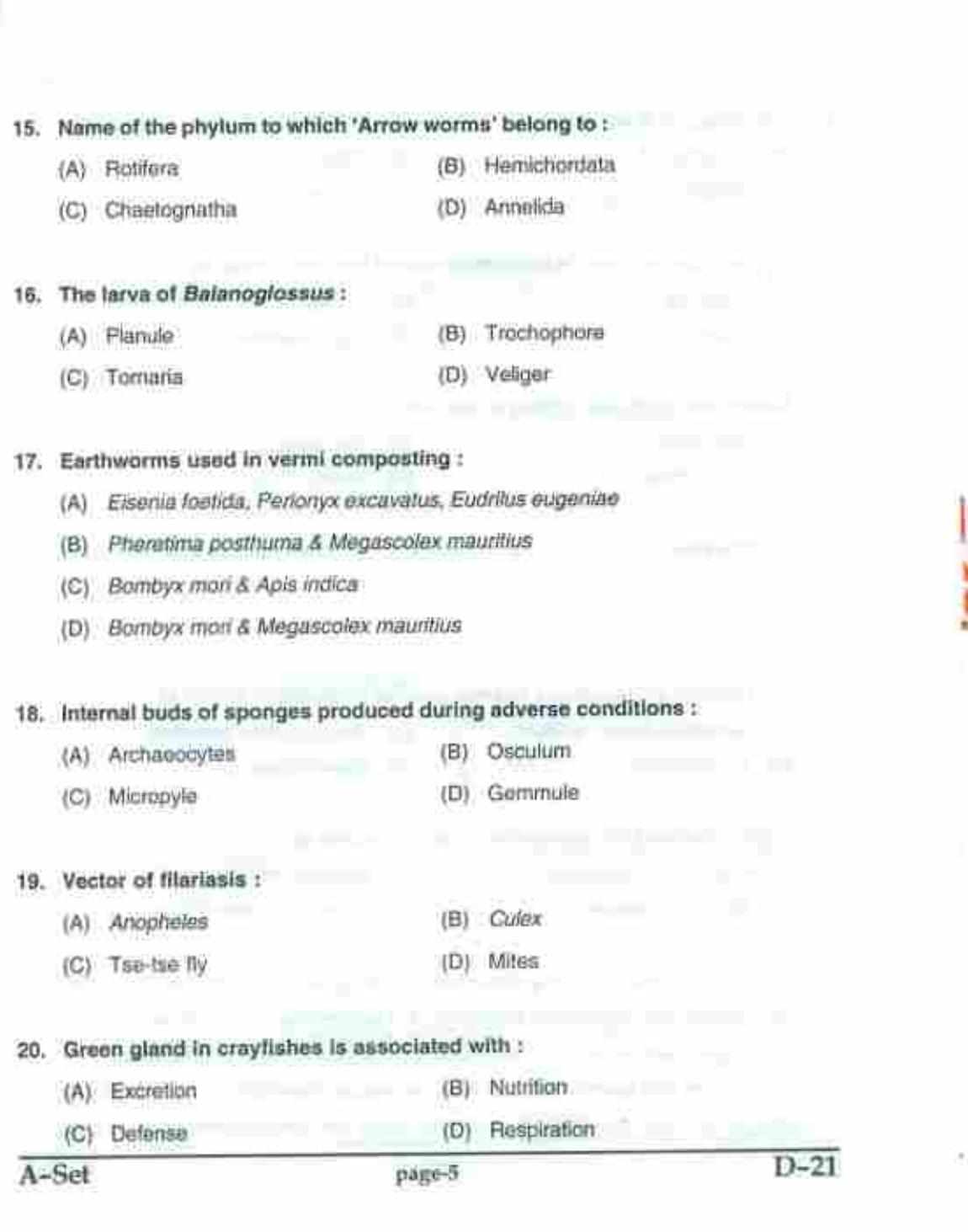 PU CET UG 2017 MSc(Zoology), MCOM(Business Economics), MA(Geography), ME(Computer Science & Engg. ) Question Paper - Page 4