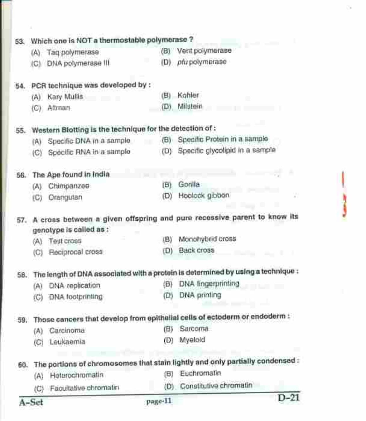 PU CET UG 2017 MSc(Zoology), MCOM(Business Economics), MA(Geography), ME(Computer Science & Engg. ) Question Paper - Page 10