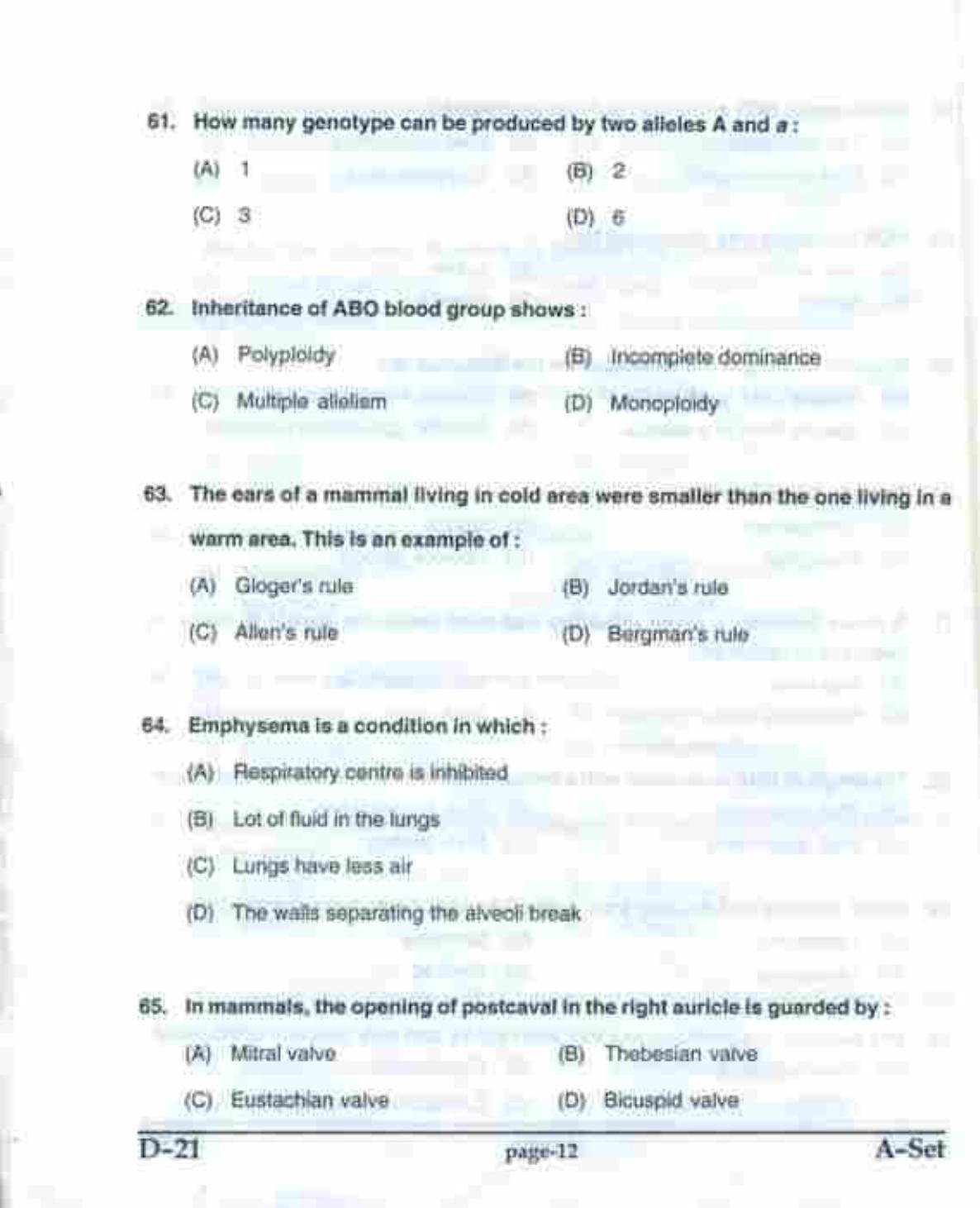PU CET UG 2017 MSc(Zoology), MCOM(Business Economics), MA(Geography), ME(Computer Science & Engg. ) Question Paper - Page 11