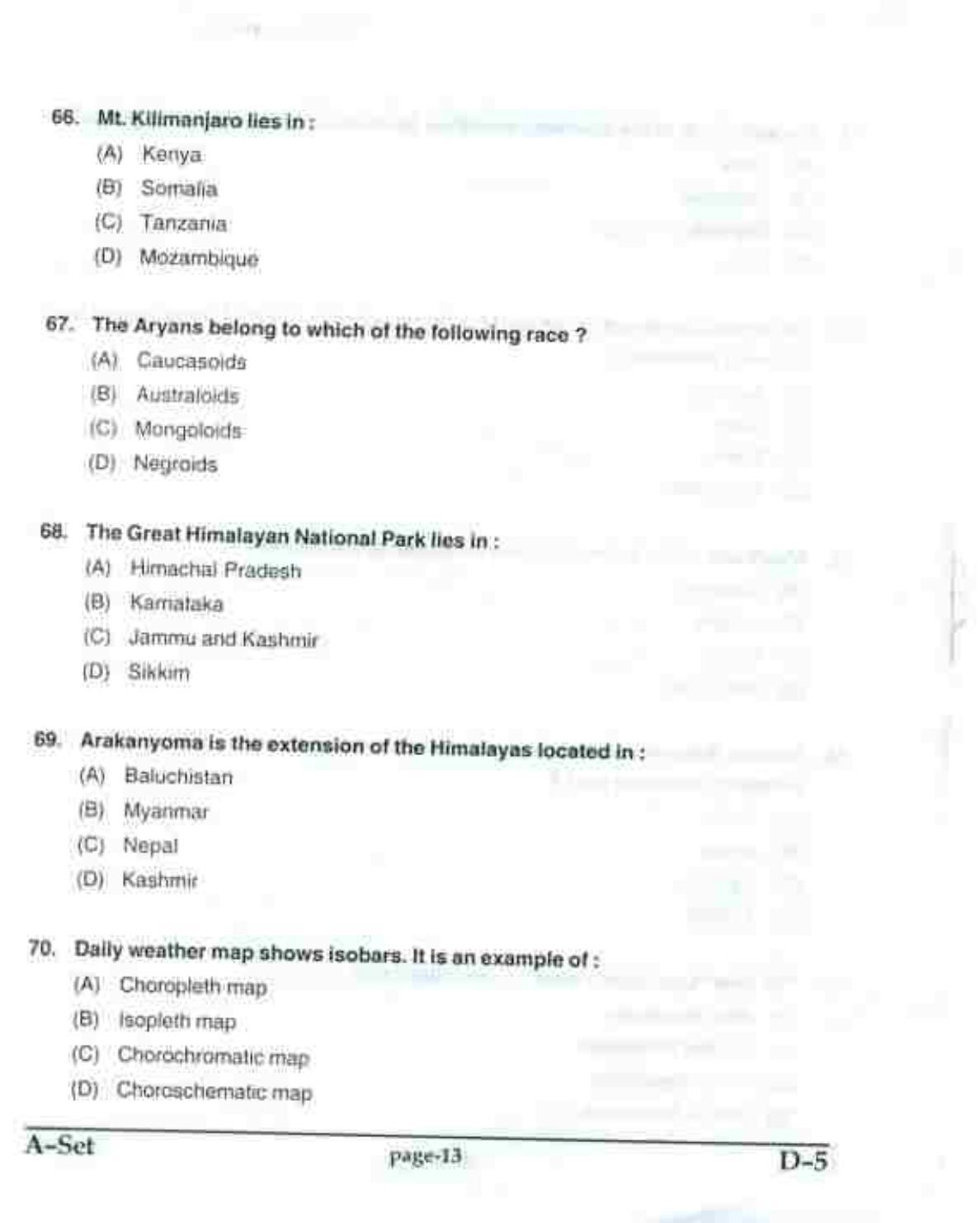 PU CET UG 2017 MSc(Zoology), MCOM(Business Economics), MA(Geography), ME(Computer Science & Engg. ) Question Paper - Page 36