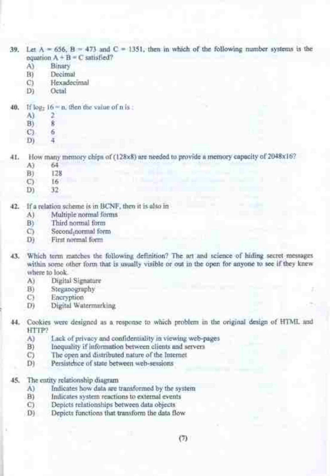 PU CET UG 2017 MSc(Zoology), MCOM(Business Economics), MA(Geography), ME(Computer Science & Engg. ) Question Paper - Page 45
