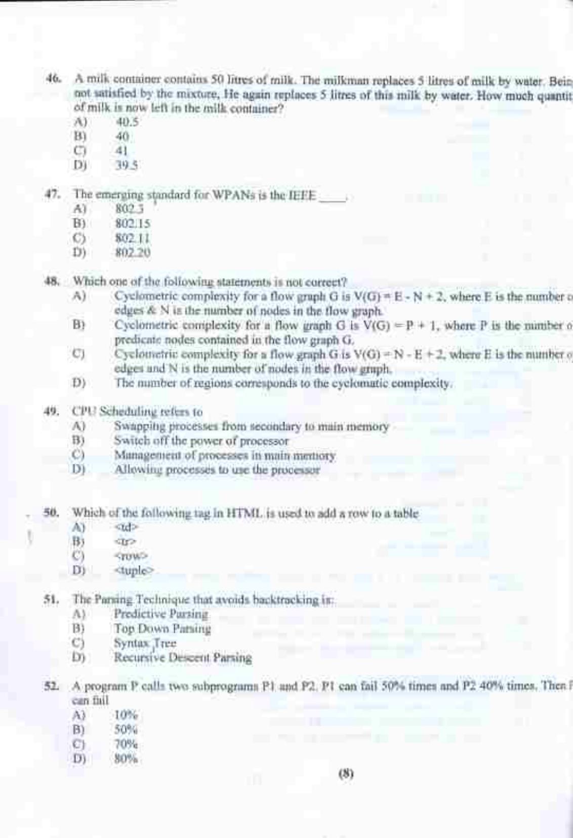 PU CET UG 2017 MSc(Zoology), MCOM(Business Economics), MA(Geography), ME(Computer Science & Engg. ) Question Paper - Page 46