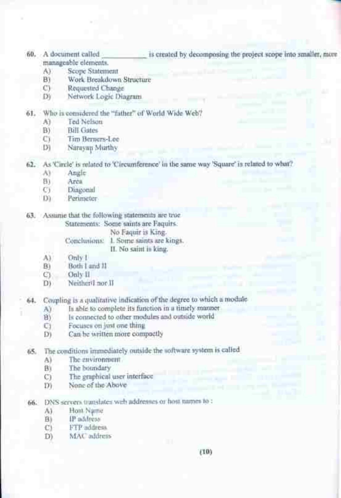 PU CET UG 2017 MSc(Zoology), MCOM(Business Economics), MA(Geography), ME(Computer Science & Engg. ) Question Paper - Page 48