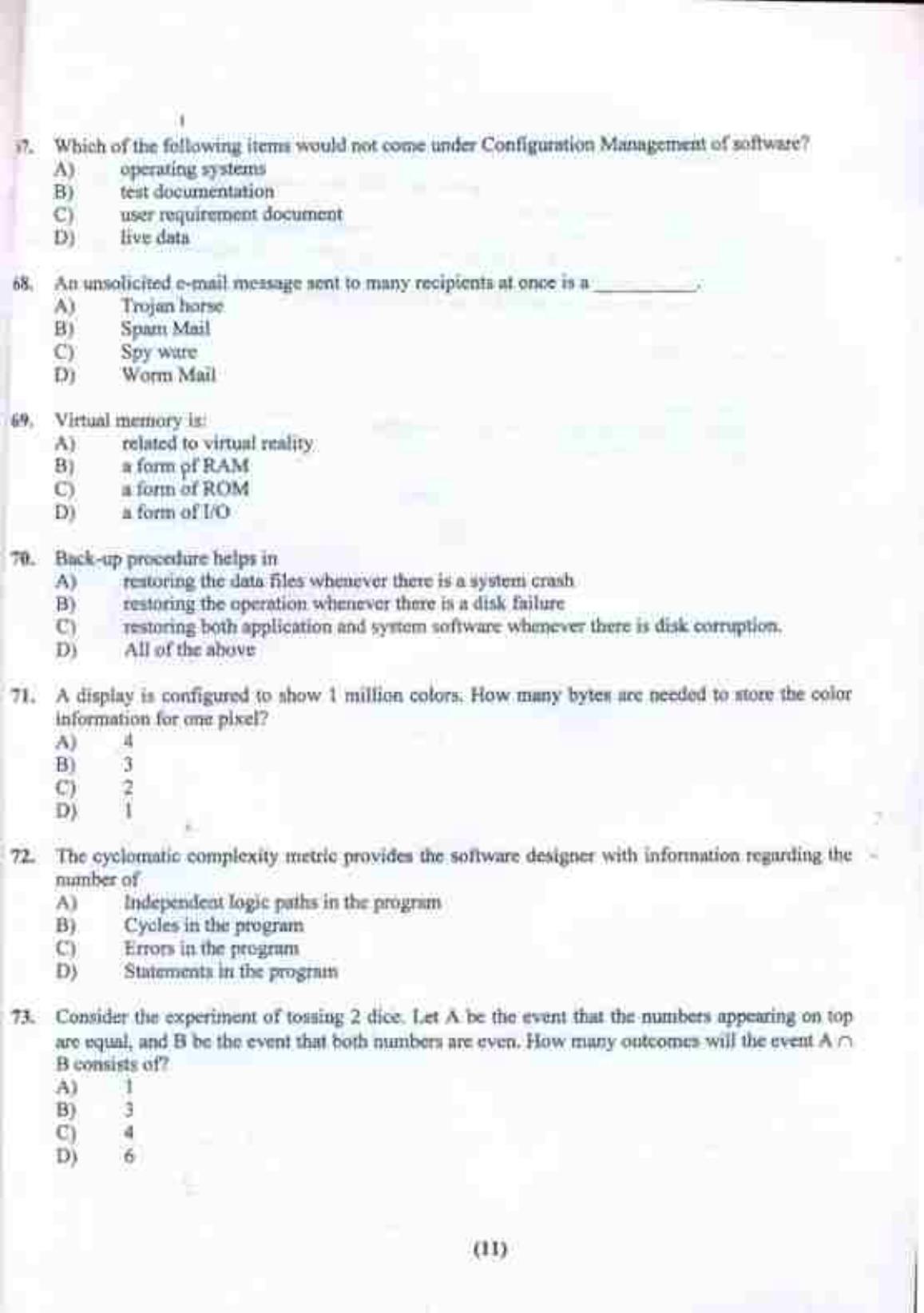 PU CET UG 2017 MSc(Zoology), MCOM(Business Economics), MA(Geography), ME(Computer Science & Engg. ) Question Paper - Page 49