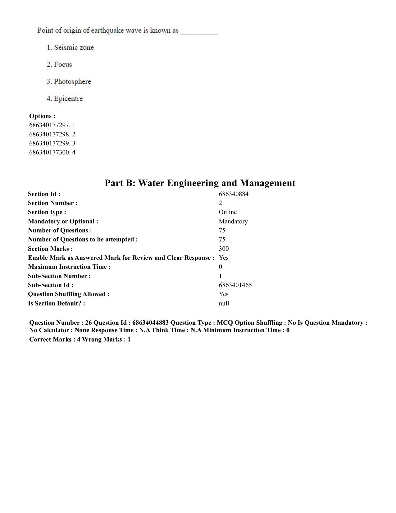 CUET PG 2023: MTQP11 – Water Engineering and Management (Eng)-shift 3 (30-06-2023) Question Paper - Page 26