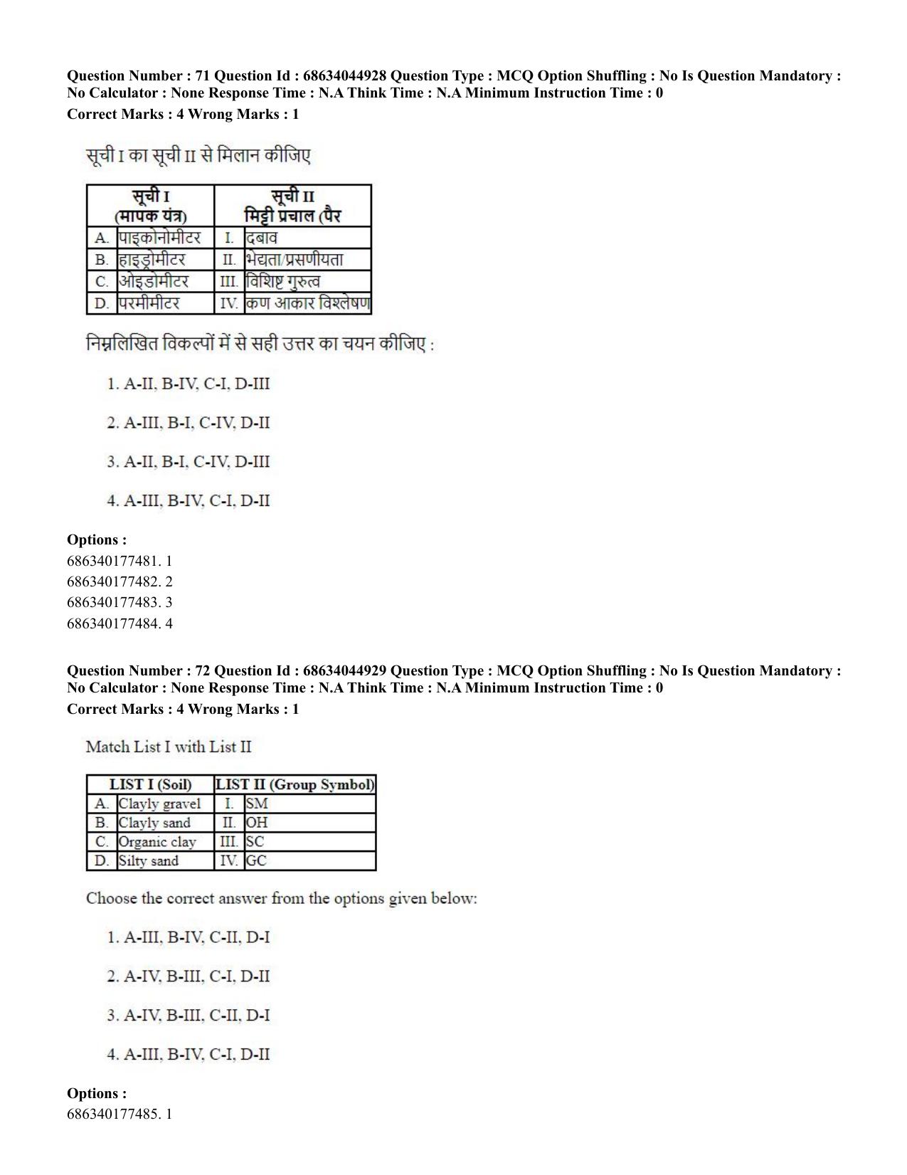 CUET PG 2023: MTQP11 – Water Engineering and Management (Eng)-shift 3 (30-06-2023) Question Paper - Page 69