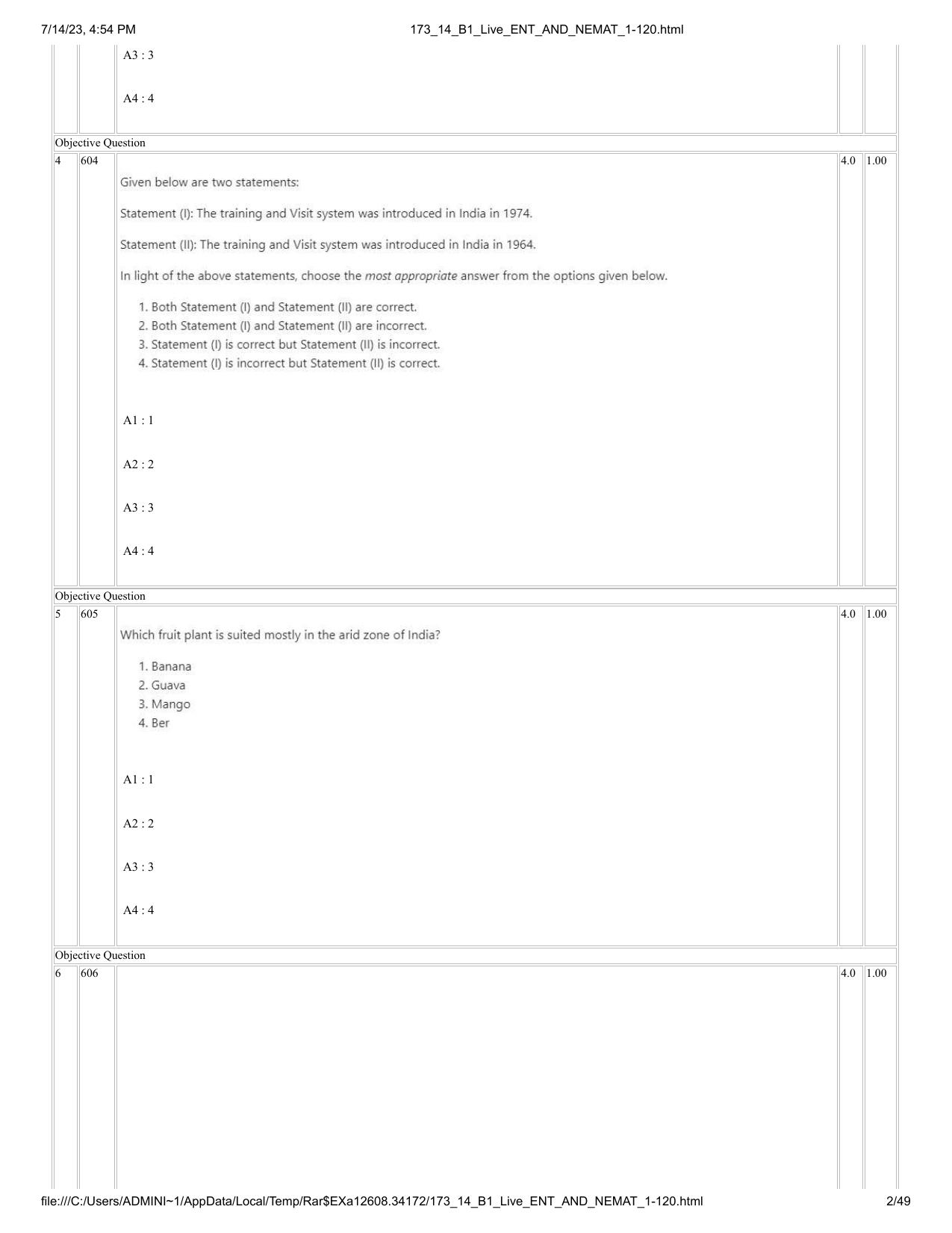 ICAR AIEEA PG 2023 ENTOMOLOGY AND NEMATOLOGY Question Paper- 14 July 2023 - Page 2