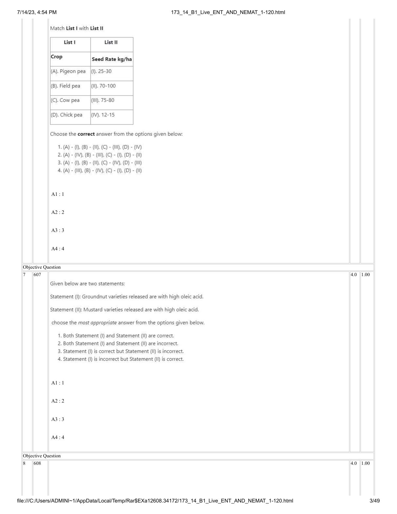 ICAR AIEEA PG 2023 ENTOMOLOGY AND NEMATOLOGY Question Paper- 14 July 2023 - Page 3