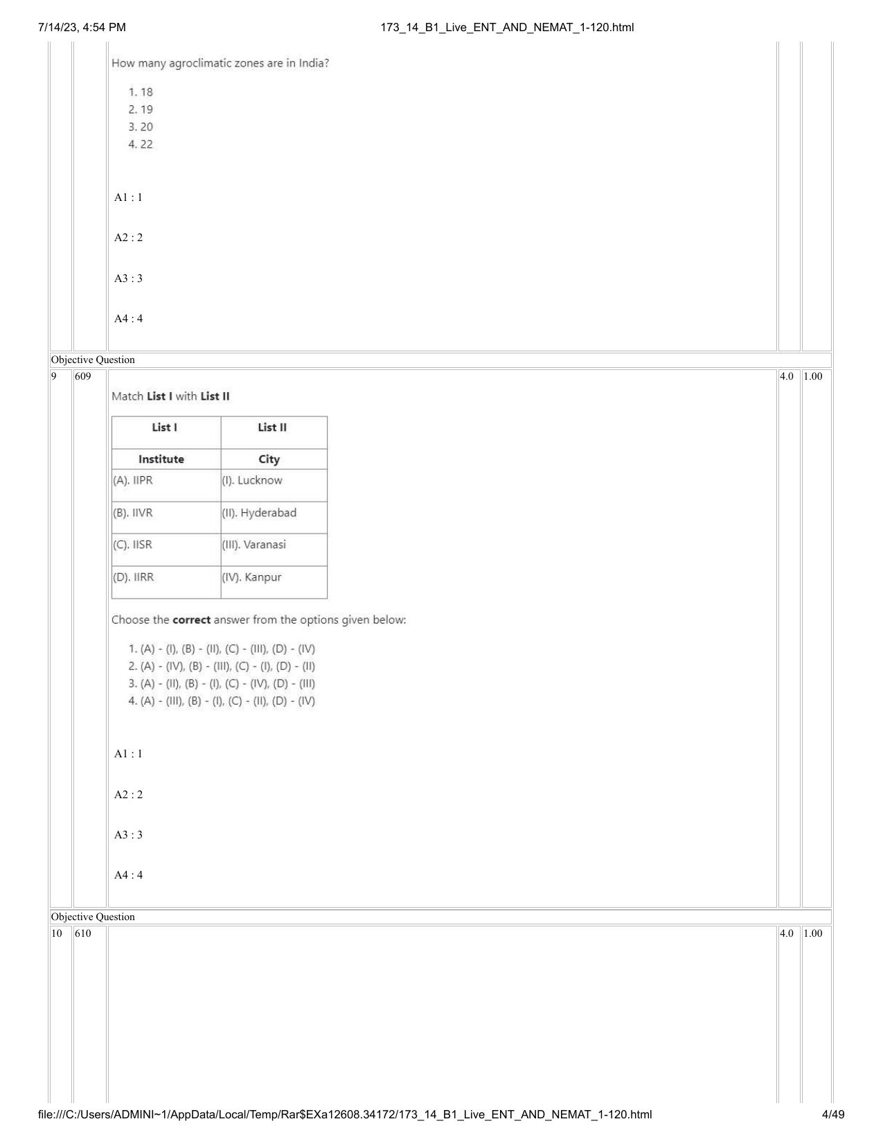 ICAR AIEEA PG 2023 ENTOMOLOGY AND NEMATOLOGY Question Paper- 14 July 2023 - Page 4