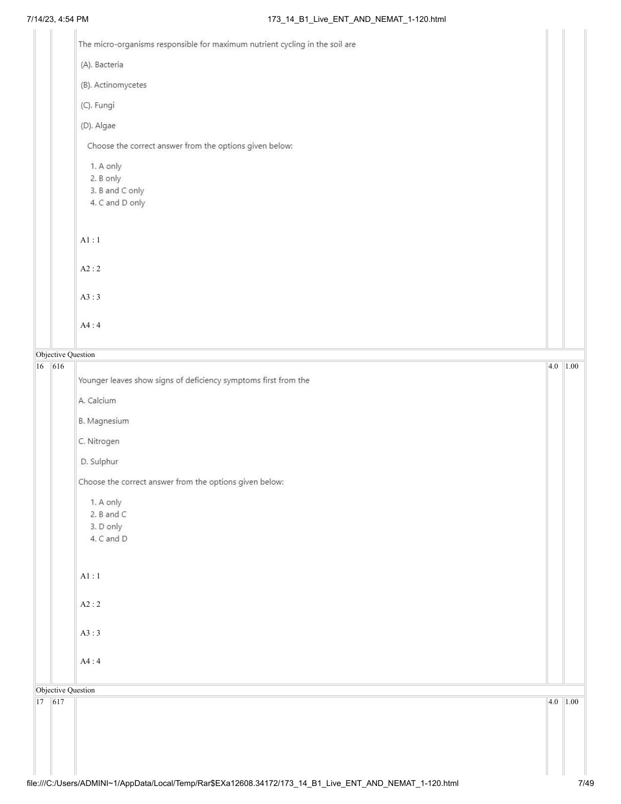 ICAR AIEEA PG 2023 ENTOMOLOGY AND NEMATOLOGY Question Paper- 14 July 2023 - Page 7