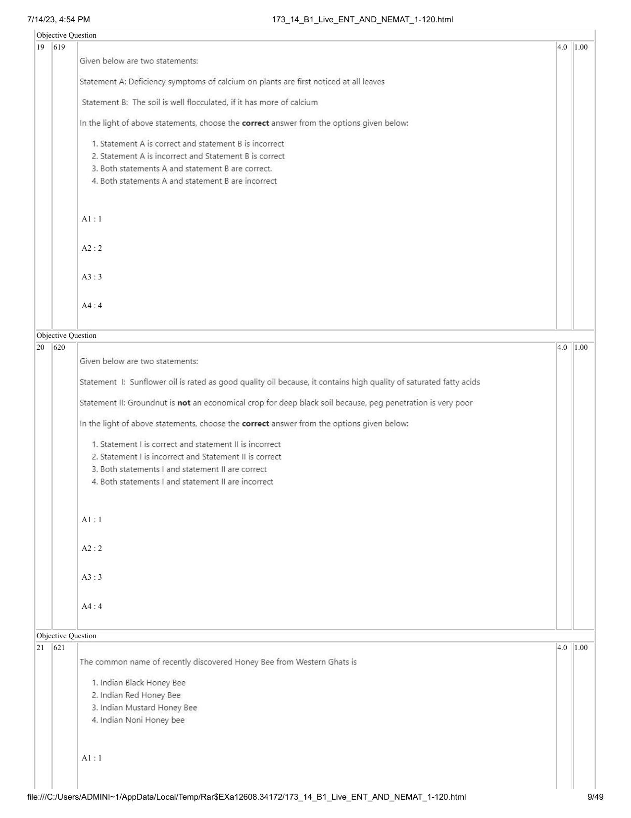 ICAR AIEEA PG 2023 ENTOMOLOGY AND NEMATOLOGY Question Paper- 14 July 2023 - Page 9