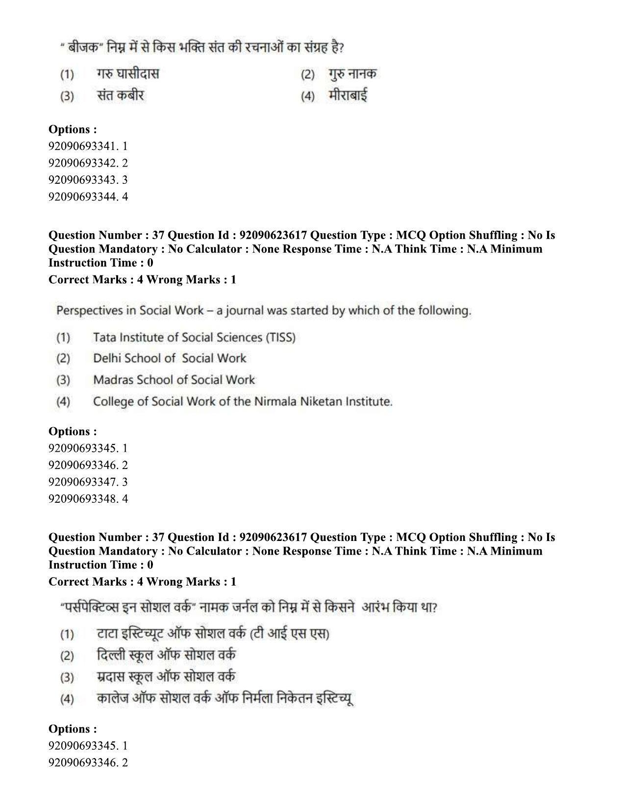 CUET PG 2023: HUQP21 – Social Work Eng - Shift 2 (24-06-2023) Question Paper - Page 37