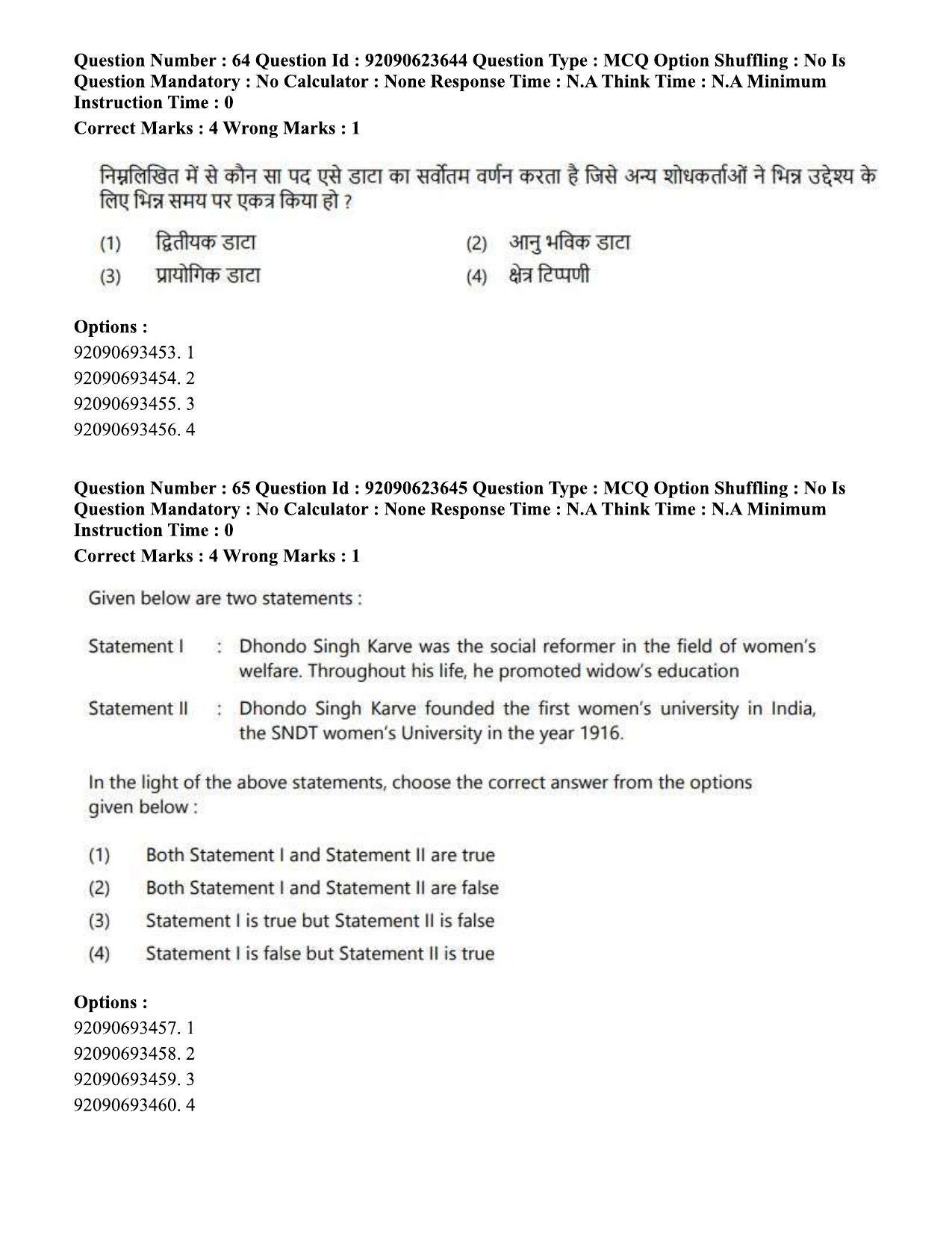 CUET PG 2023: HUQP21 – Social Work Eng - Shift 2 (24-06-2023) Question Paper - Page 63