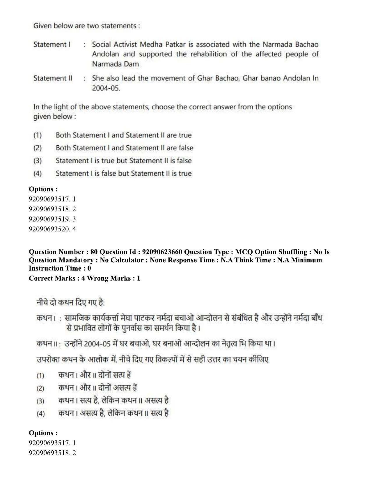 CUET PG 2023: HUQP21 – Social Work Eng - Shift 2 (24-06-2023) Question Paper - Page 78