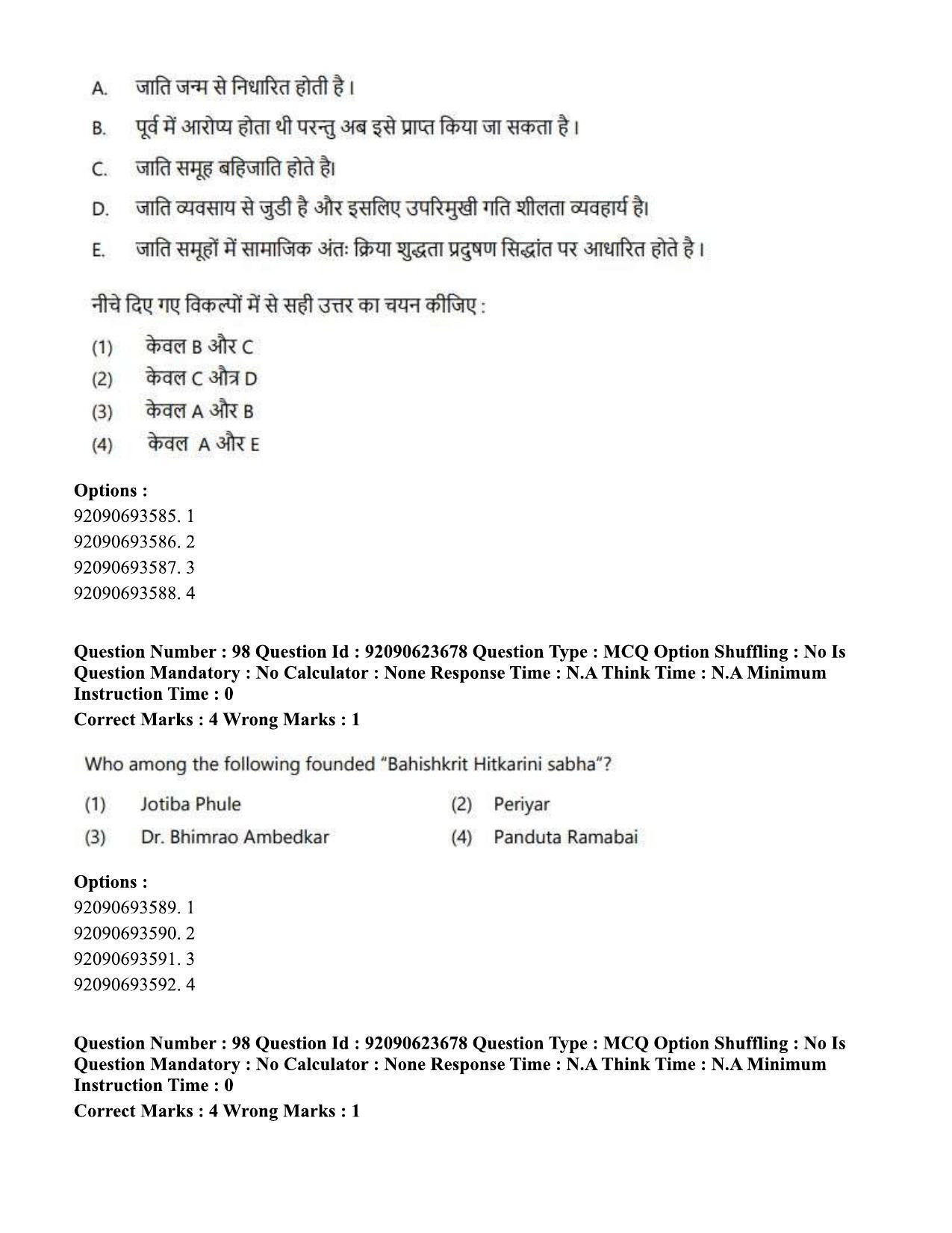 CUET PG 2023: HUQP21 – Social Work Eng - Shift 2 (24-06-2023) Question Paper - Page 95