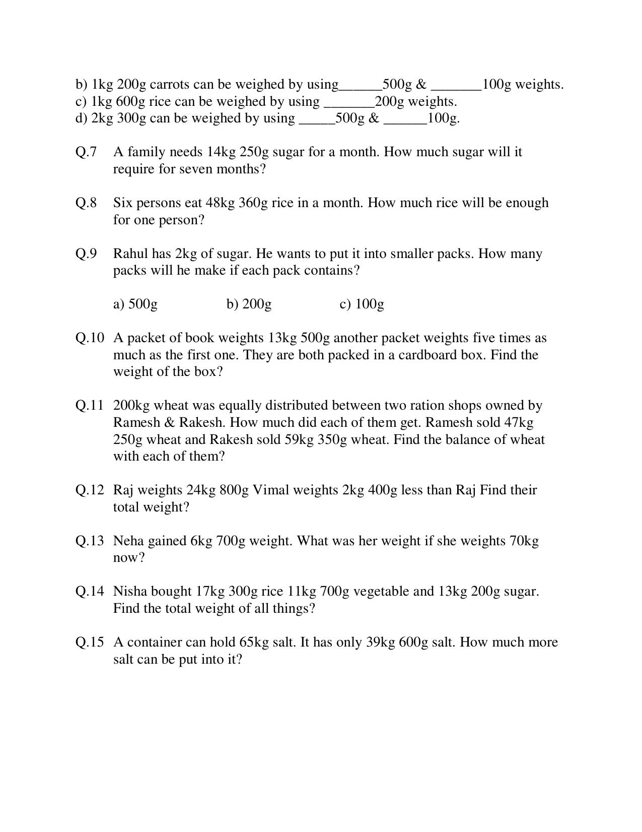 Worksheet for Class 4 Maths Assignment 2 - Page 2