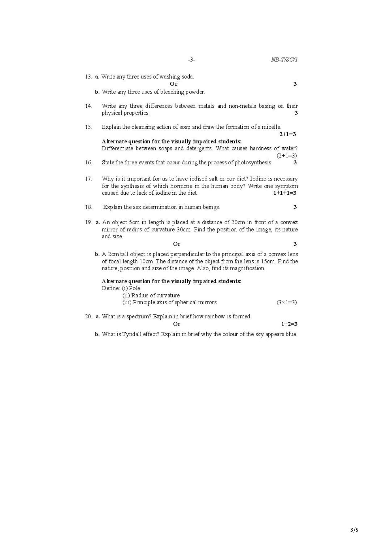 Nagaland Board Class 10 Science 2021 Question Paper - Page 3
