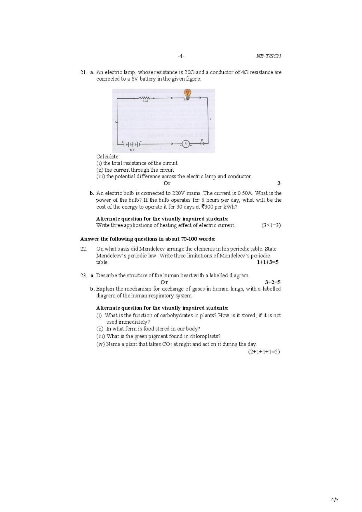 Nagaland Board Class 10 Science 2021 Question Paper - Page 4